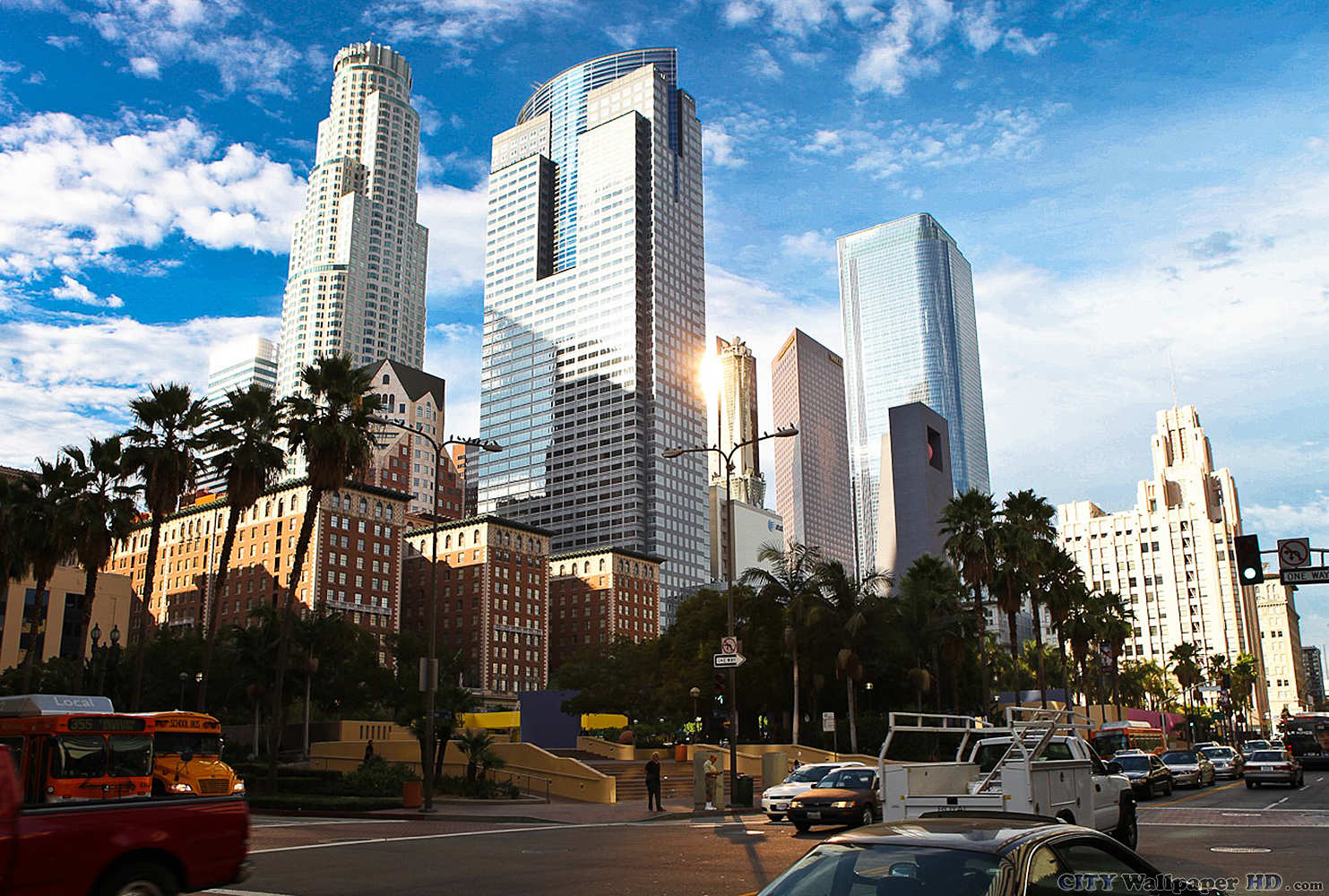 Sunny day in Los Angeles. HD wallpaper cities in the world for your desktop. Los angeles