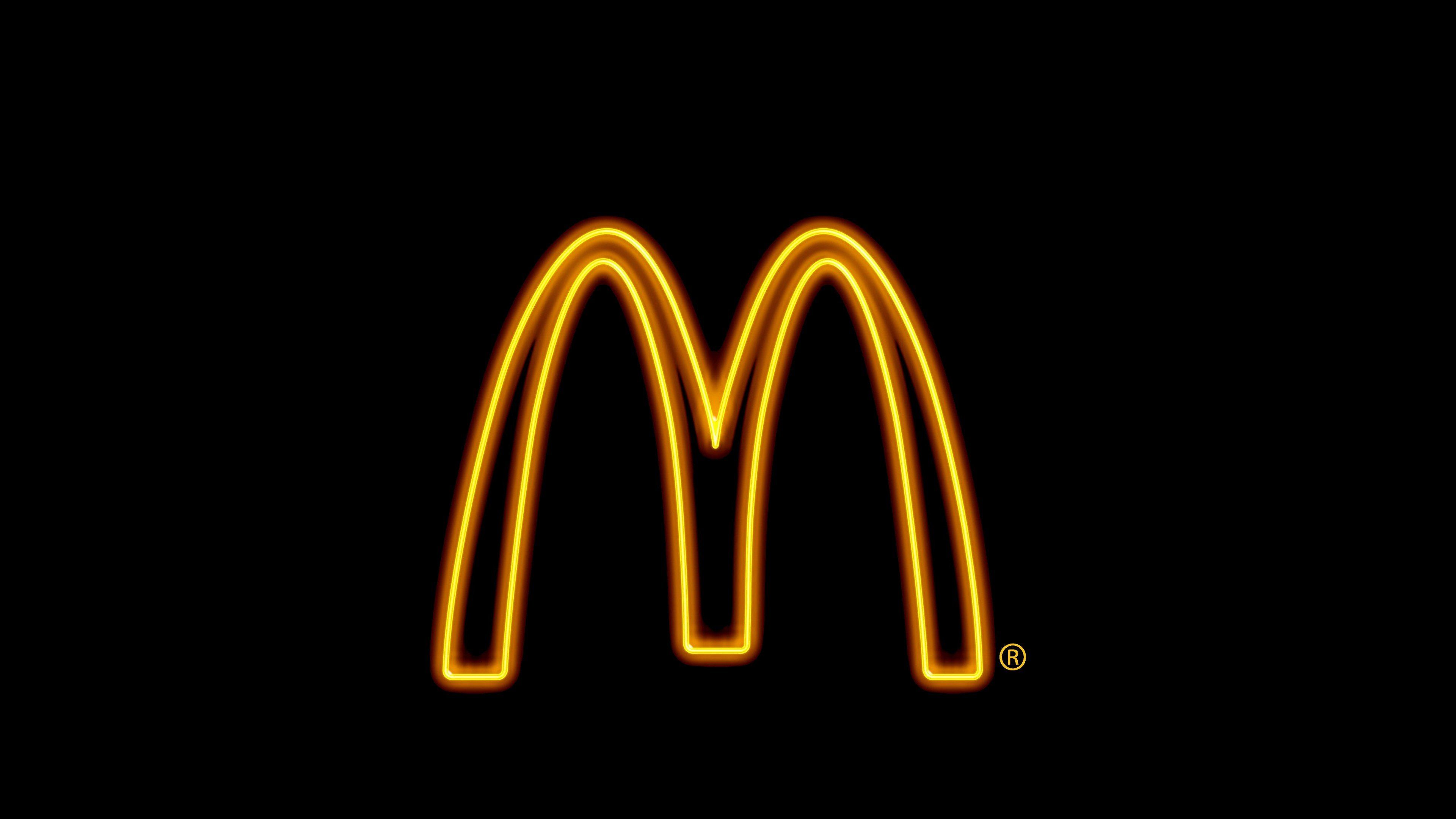 Wallpaper, 3840x2160 px, fast food, logo, mcdonalds, Neon Light, sign, simple background 3840x2160