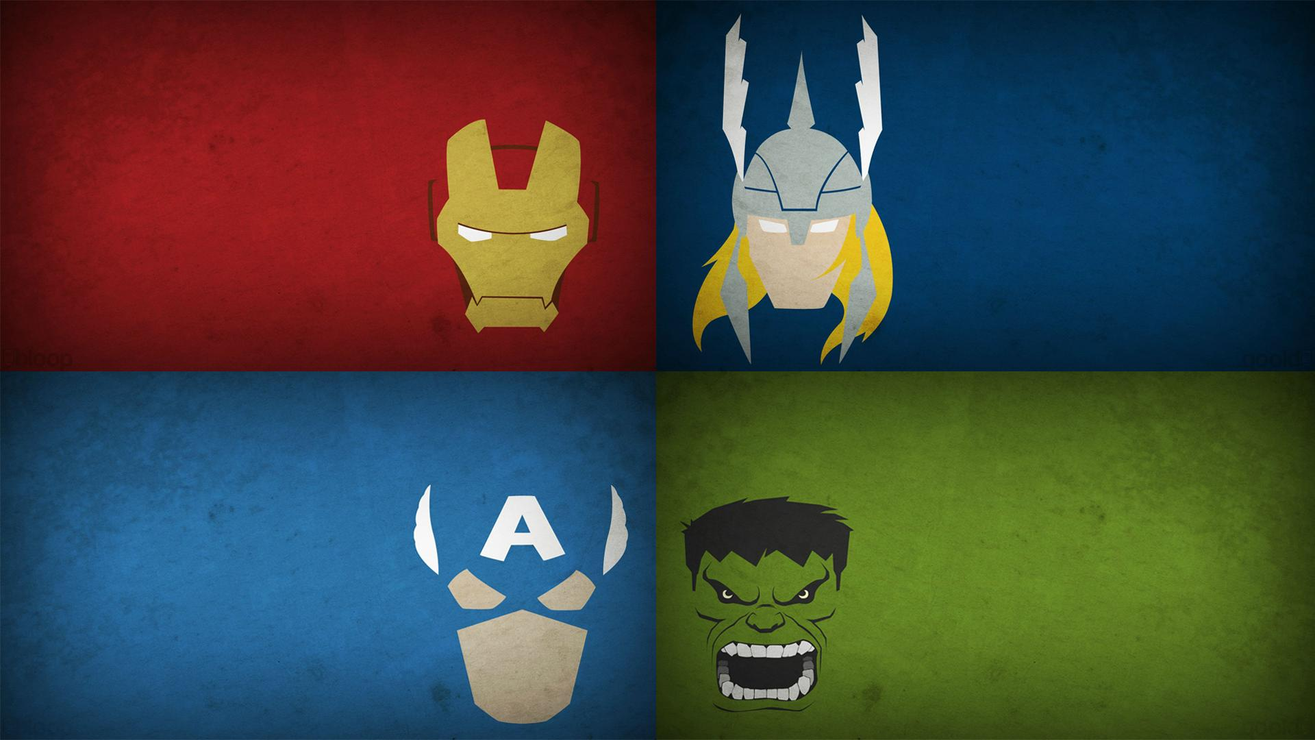 Wallpaper, The Avengers, Blo0p, Captain America, Iron Man, Thor, Hulk, collage 1920x1080