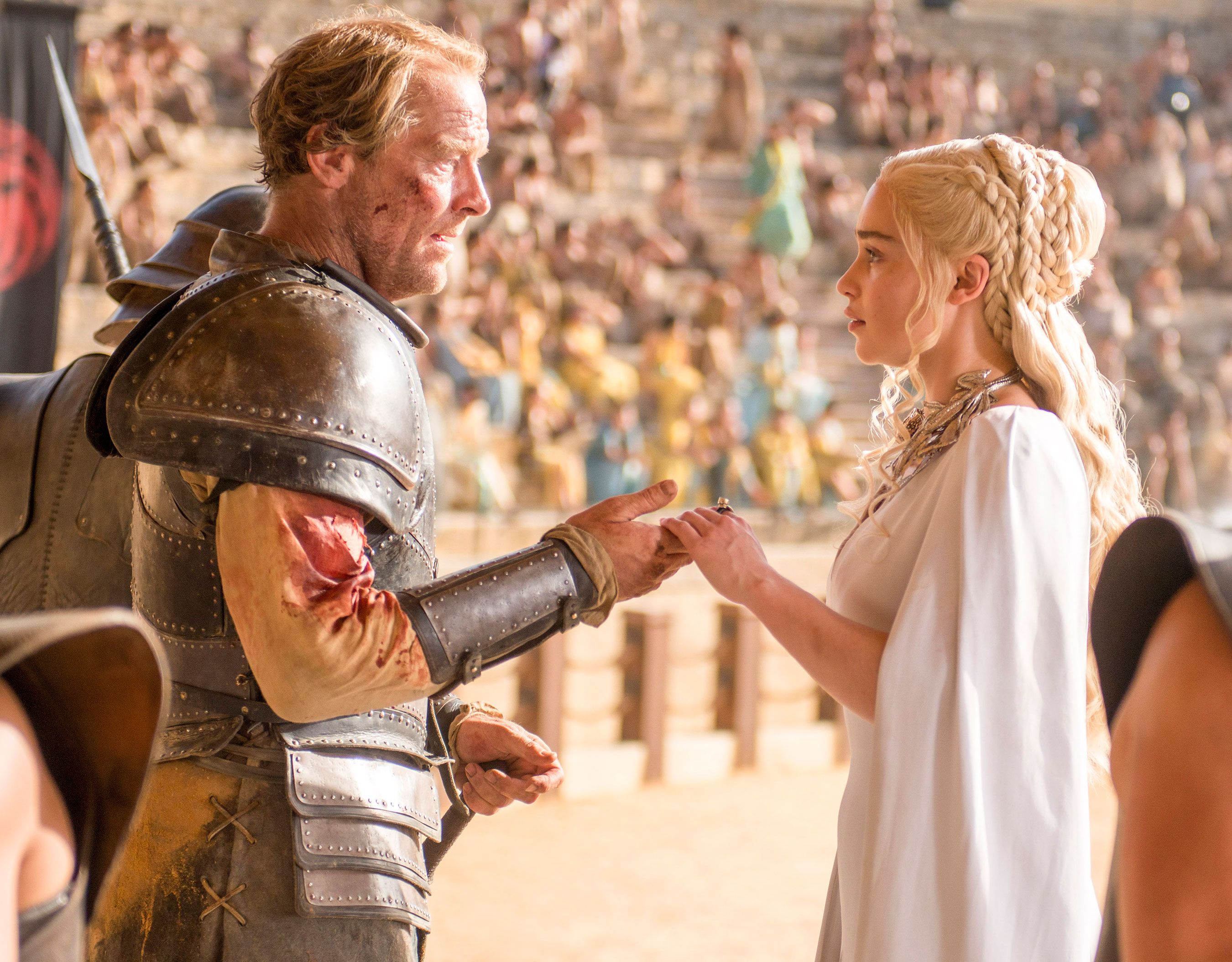 Daenerys Targaryen, Jorah Mormont, Emilia Clarke, Iain Glen wallpaper