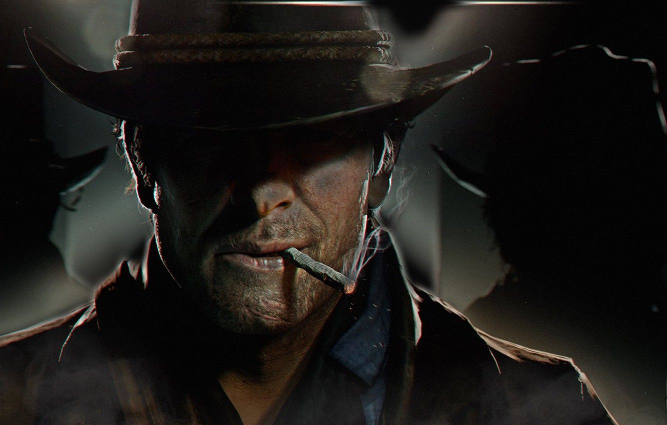 Wallpaper hat, art, cigarette, cowboy, Red Dead Redemption RDO, Arthur Morgan image for desktop, section игры
