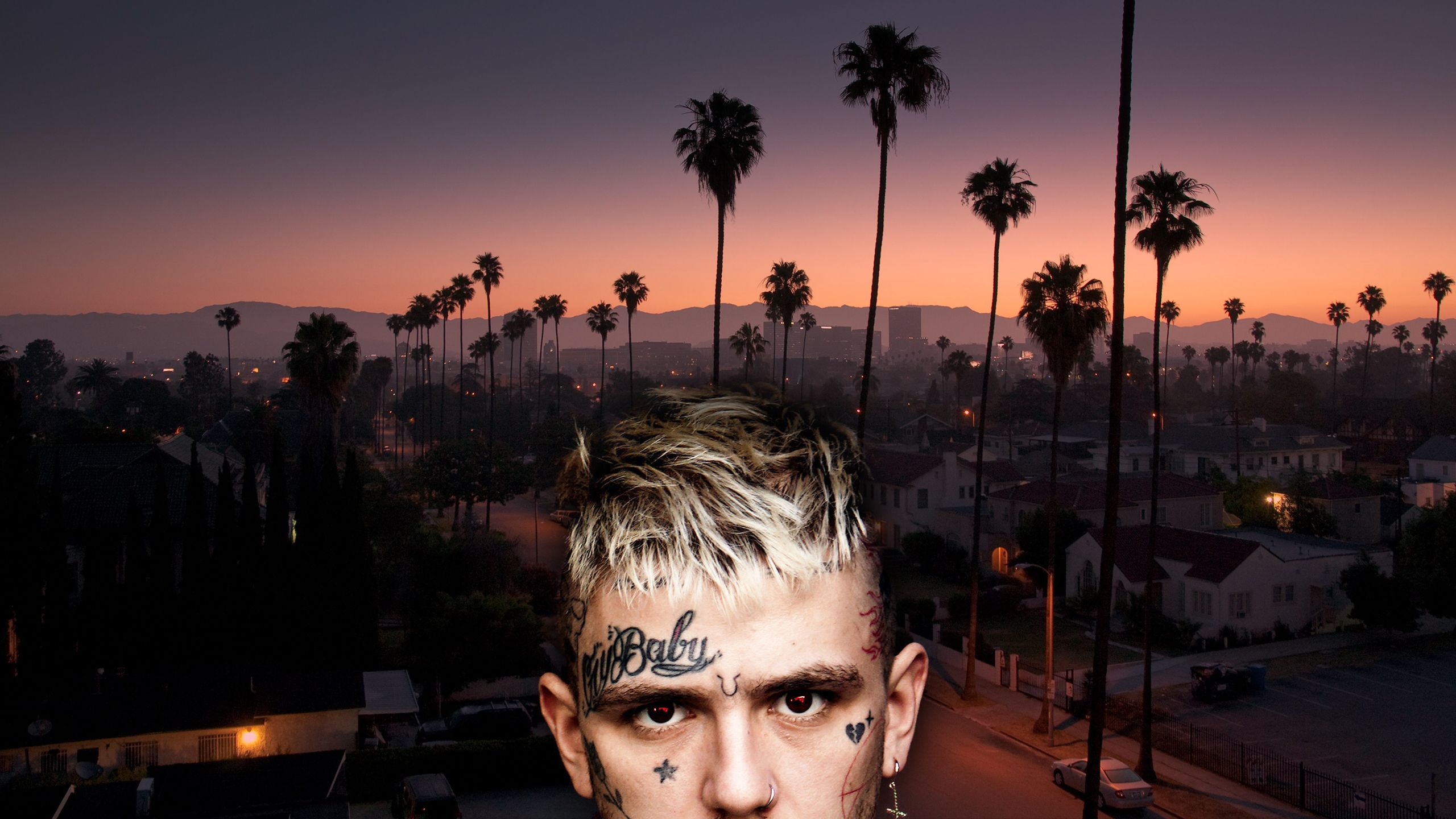 Lilpeep Crybaby Red Eyes Blonde Tattoo Lil Peep Wallpaper:2560x1440