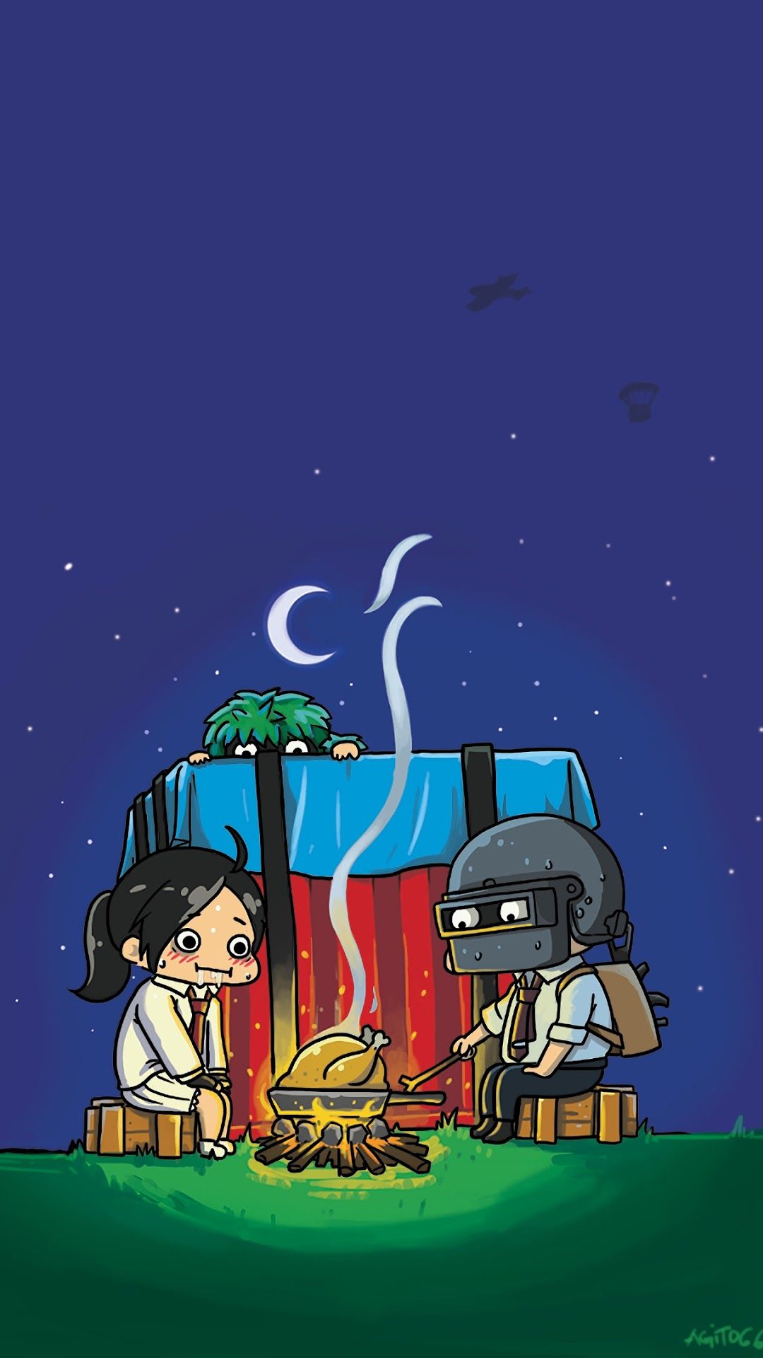 PUBG Chicken Dinner Camping Air Drop Crate Package Art 4K Wallpaper