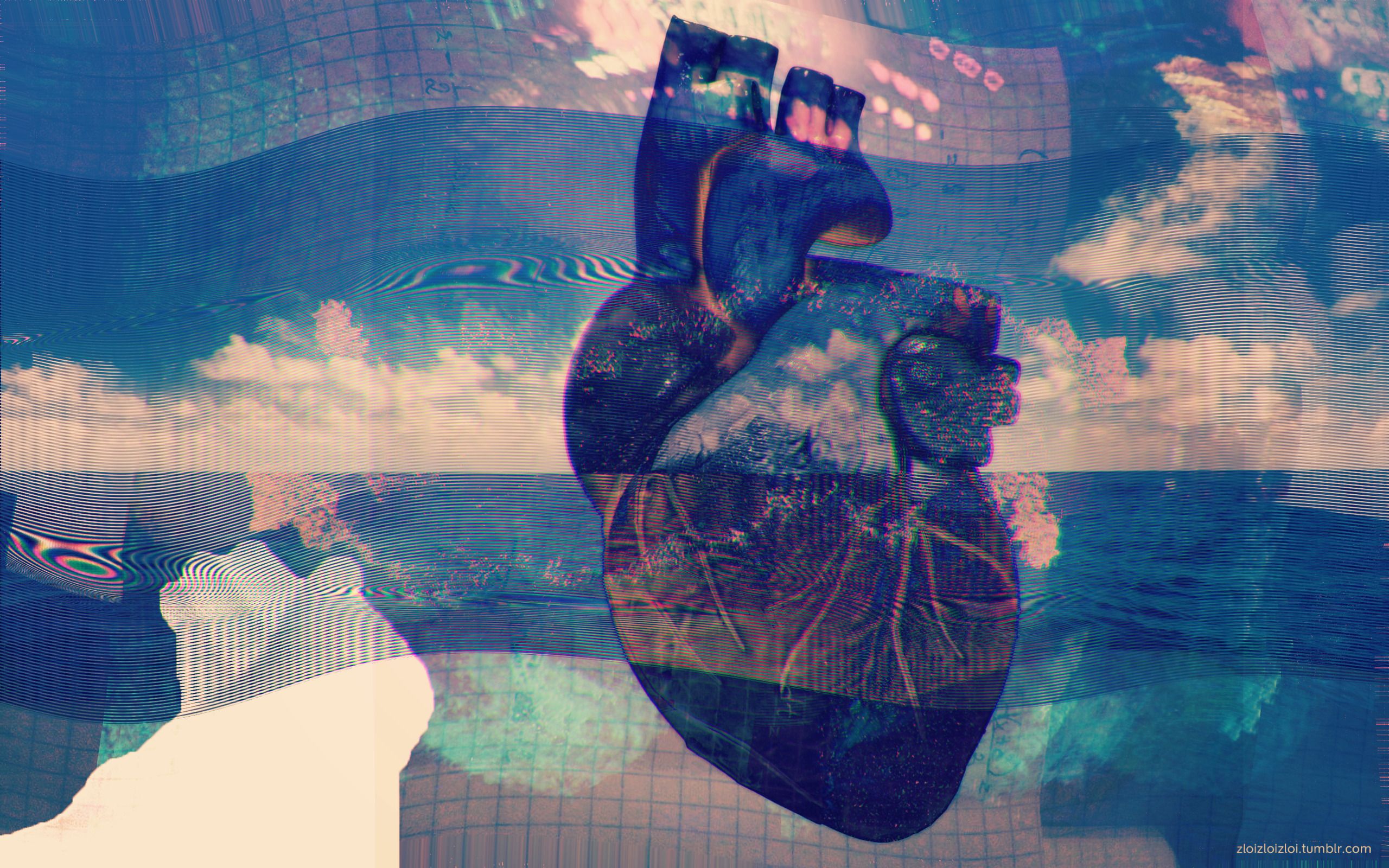 heart glitch art abstract wallpaper