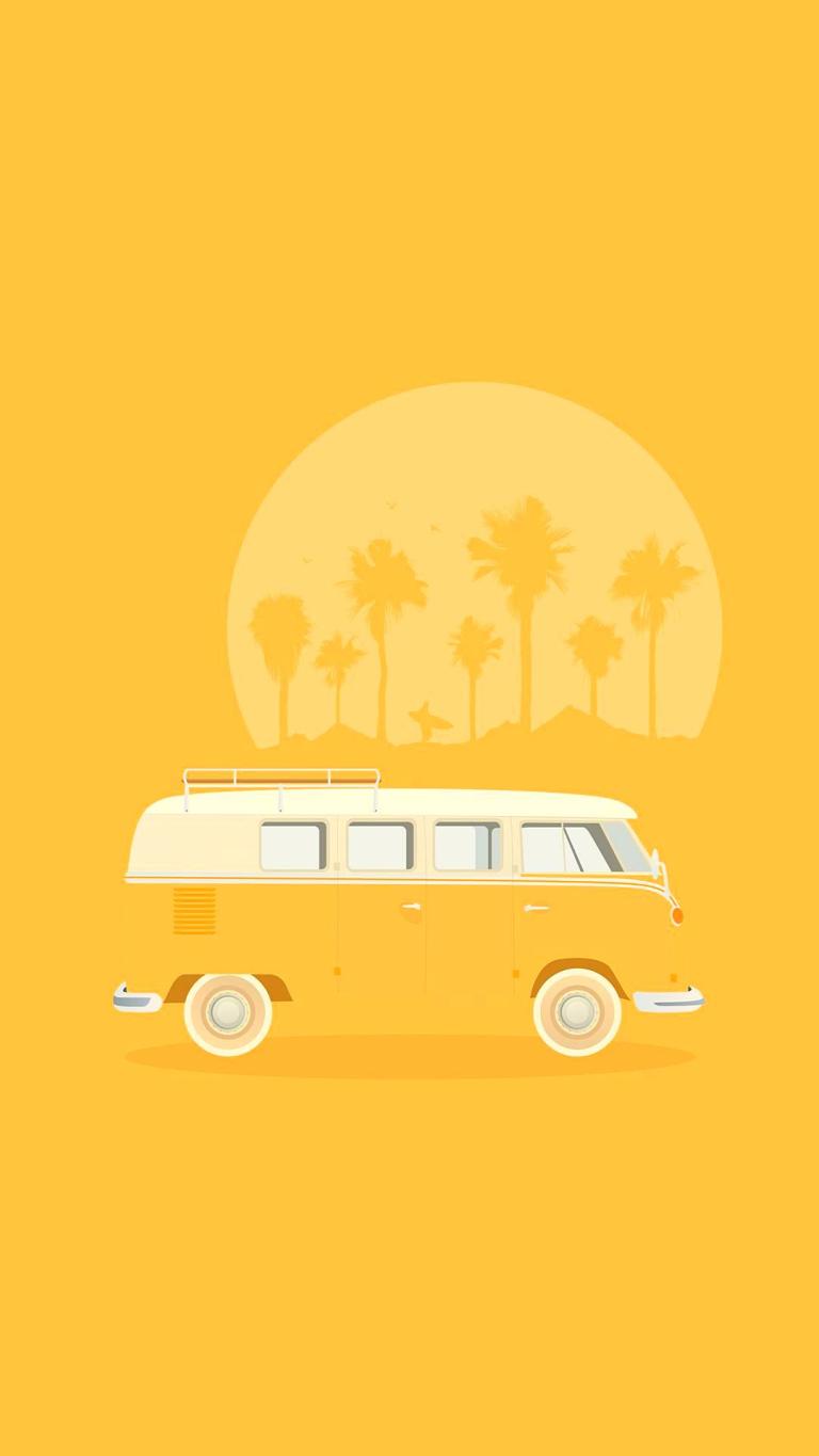 Summer Vacation Van Minimal 1080X1920 FHD Wallpaper Download