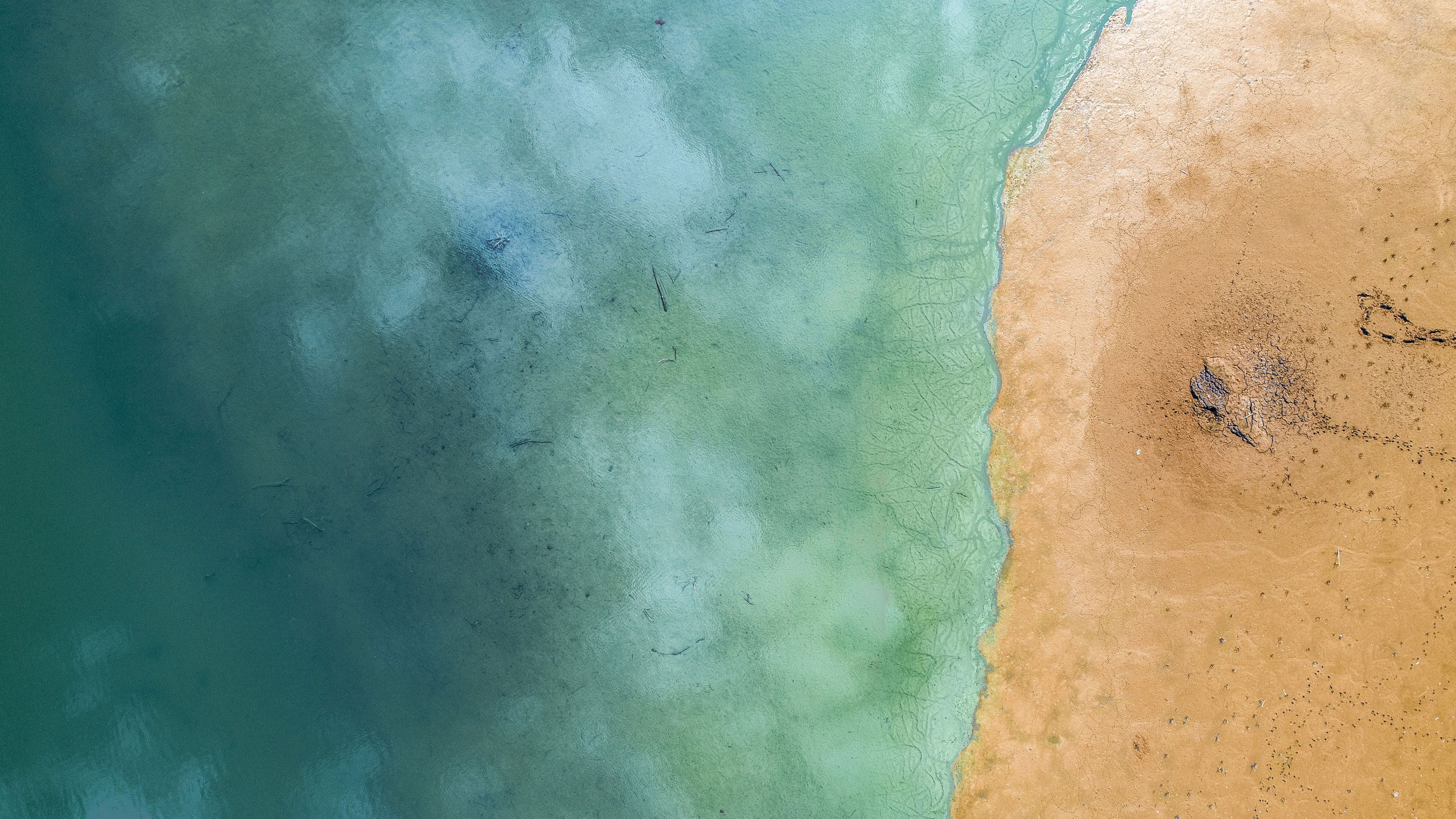 Beach Turquoise Sea Birds Eye View UHD 4K Wallpaper