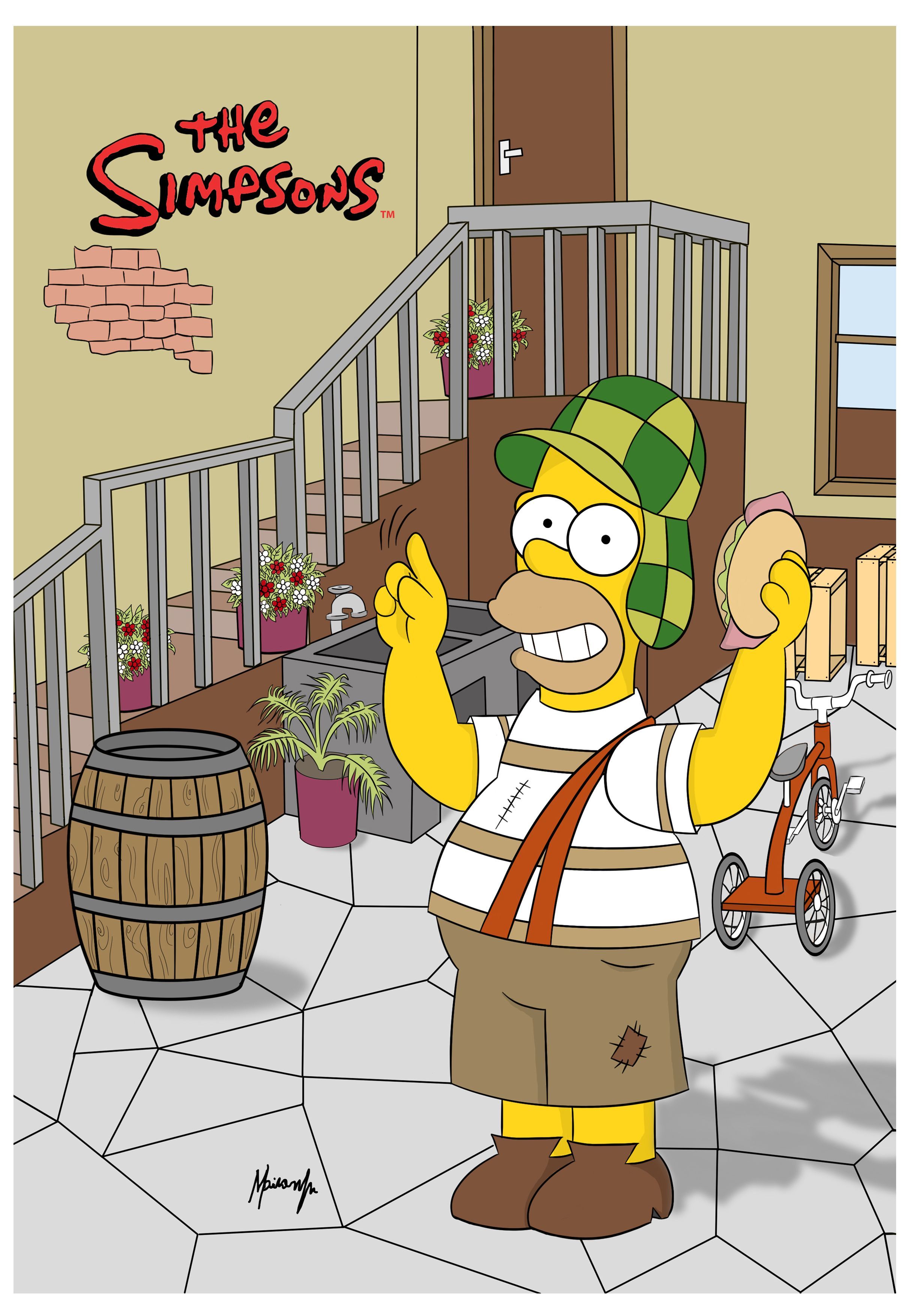 Homer Simpson Chespirito, Poster Ilustração A Venda Em Alta Qualidade Para Impressão, Nos Formatos Png, Jpge E Psd Em Camadas. The Simpsons, Simpson, Simpsons Art