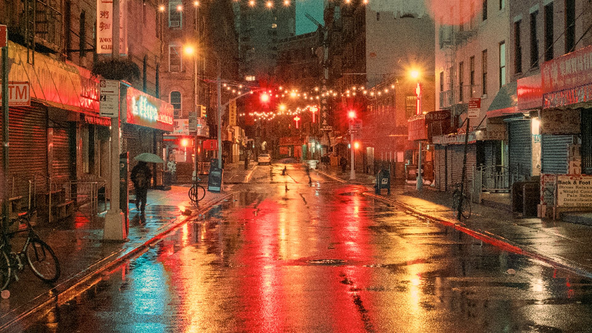 Nature Street City Light Red Rain Wallpaper