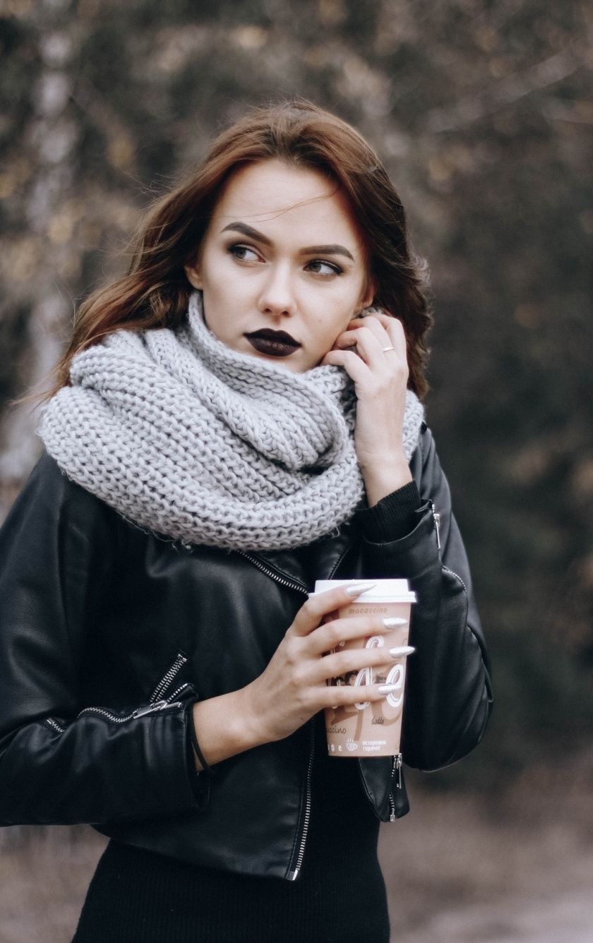 Winter, woman, outdoor, leather jacket, 840x1336 wallpaper. Leather jacket girl, Women, Outdoor woman