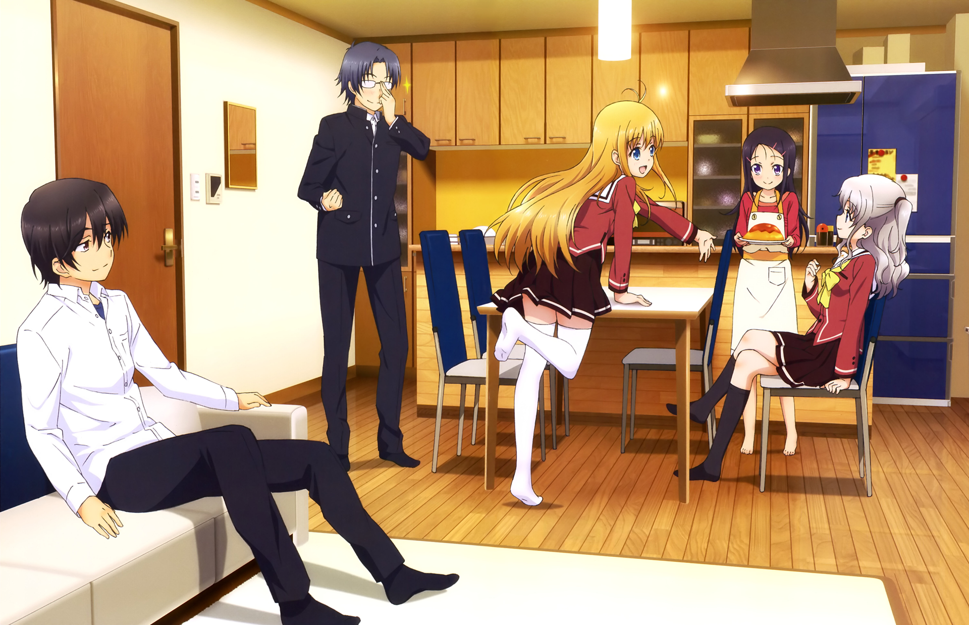 Wallpaper, Charlotte anime, Tomori Nao, Otosaka Yuu, Nishimori Yusa, Otosaka Ayumi 1920x1238