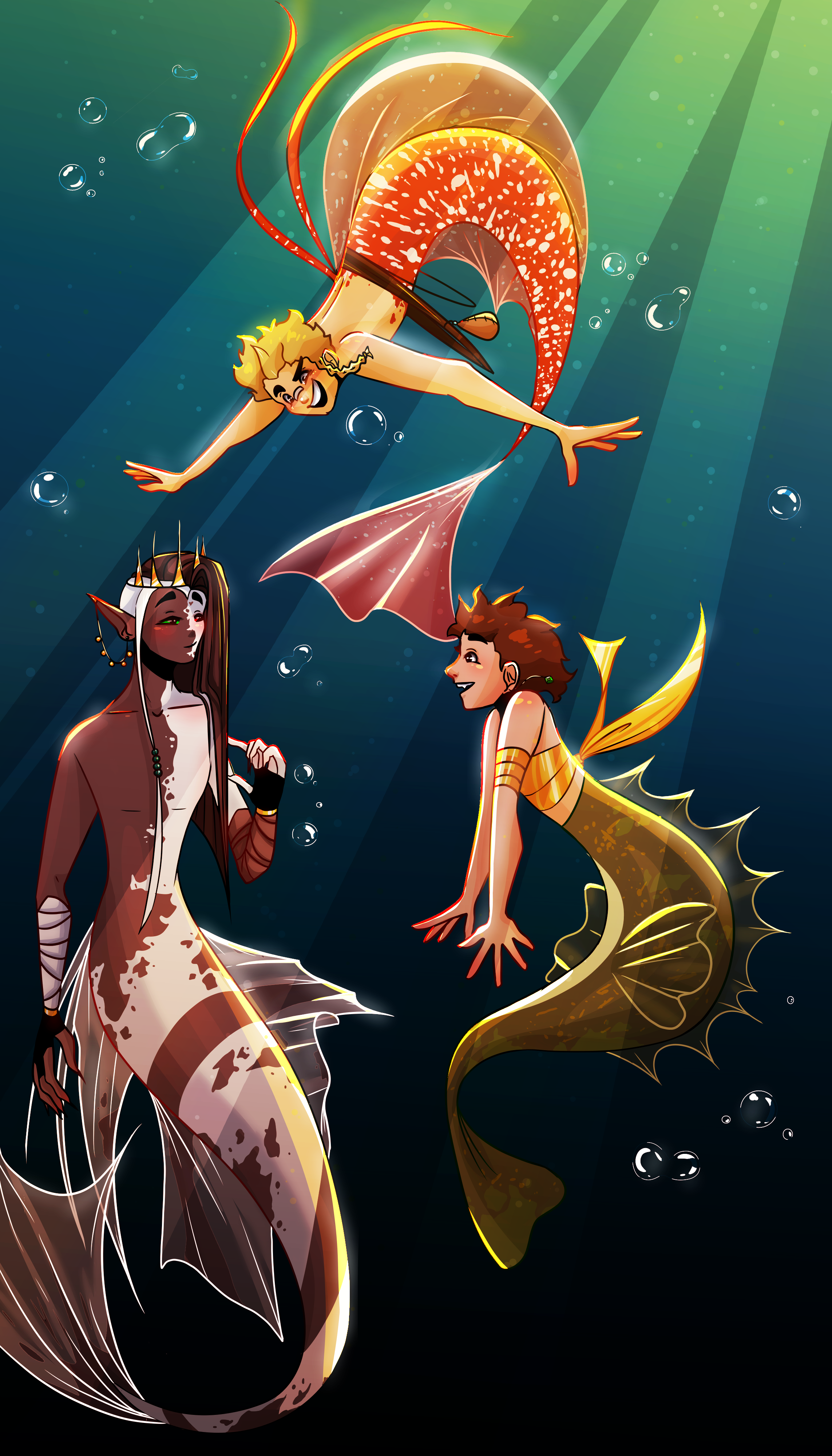 I Wanted To Draw The Bench Trio As Mer People, Ranboo Is An Angel Fish, Tubbo A Rock Fish And Tommy Is A Red Discus :D: Tommyinnit