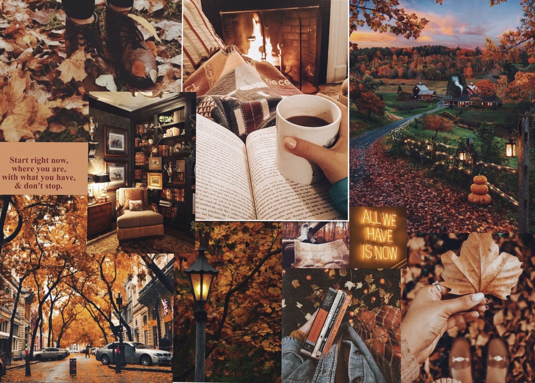 Autumn Fall Cozy Moodboard Wallpaper. Aesthetic desktop wallpaper, Desktop wallpaper fall, Fall wallpaper