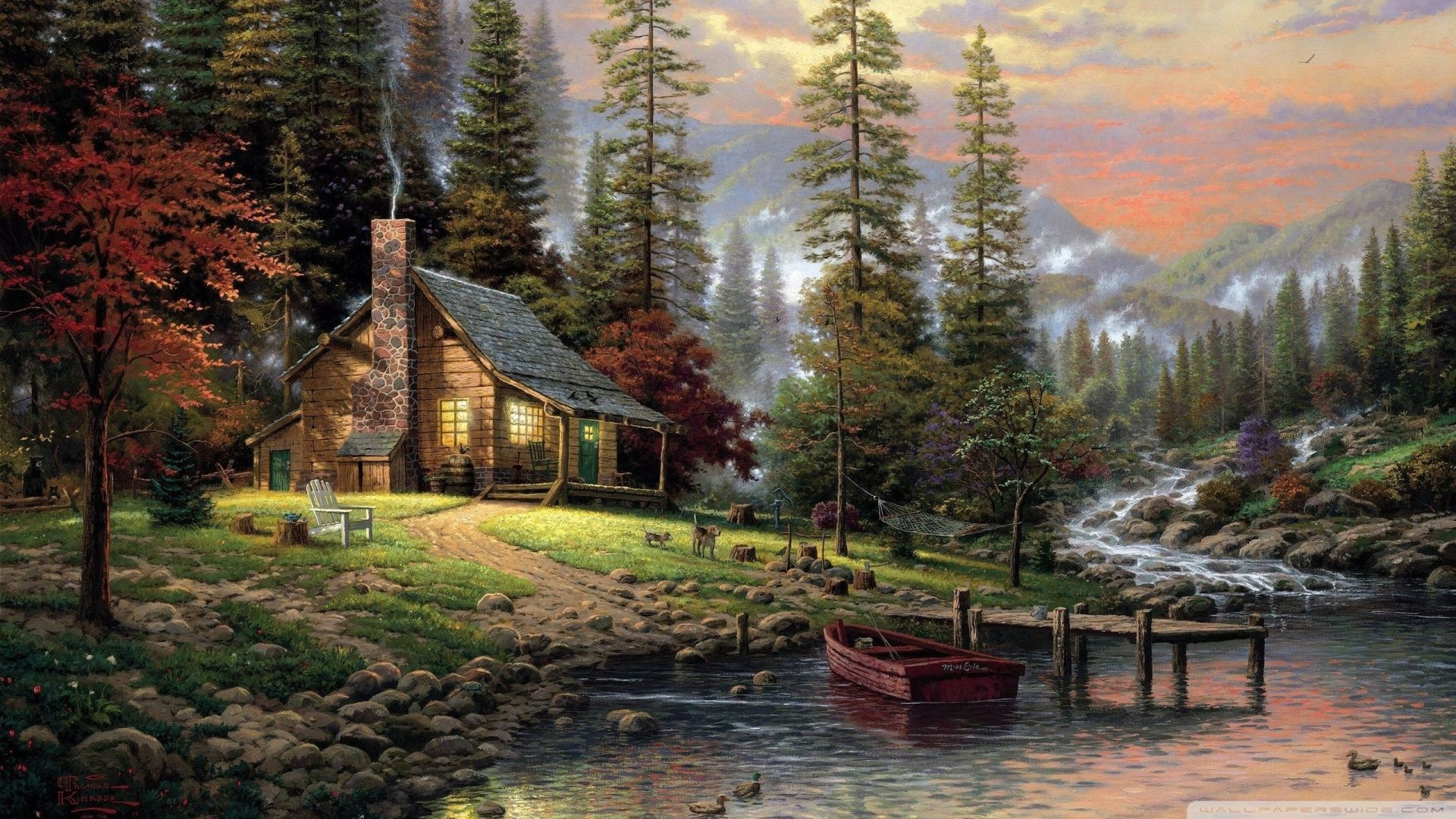 Chalet Painting Ultra HD Desktop Background Wallpaper for 4K UHD TV, Multi Display, Dual Monitor, Tablet