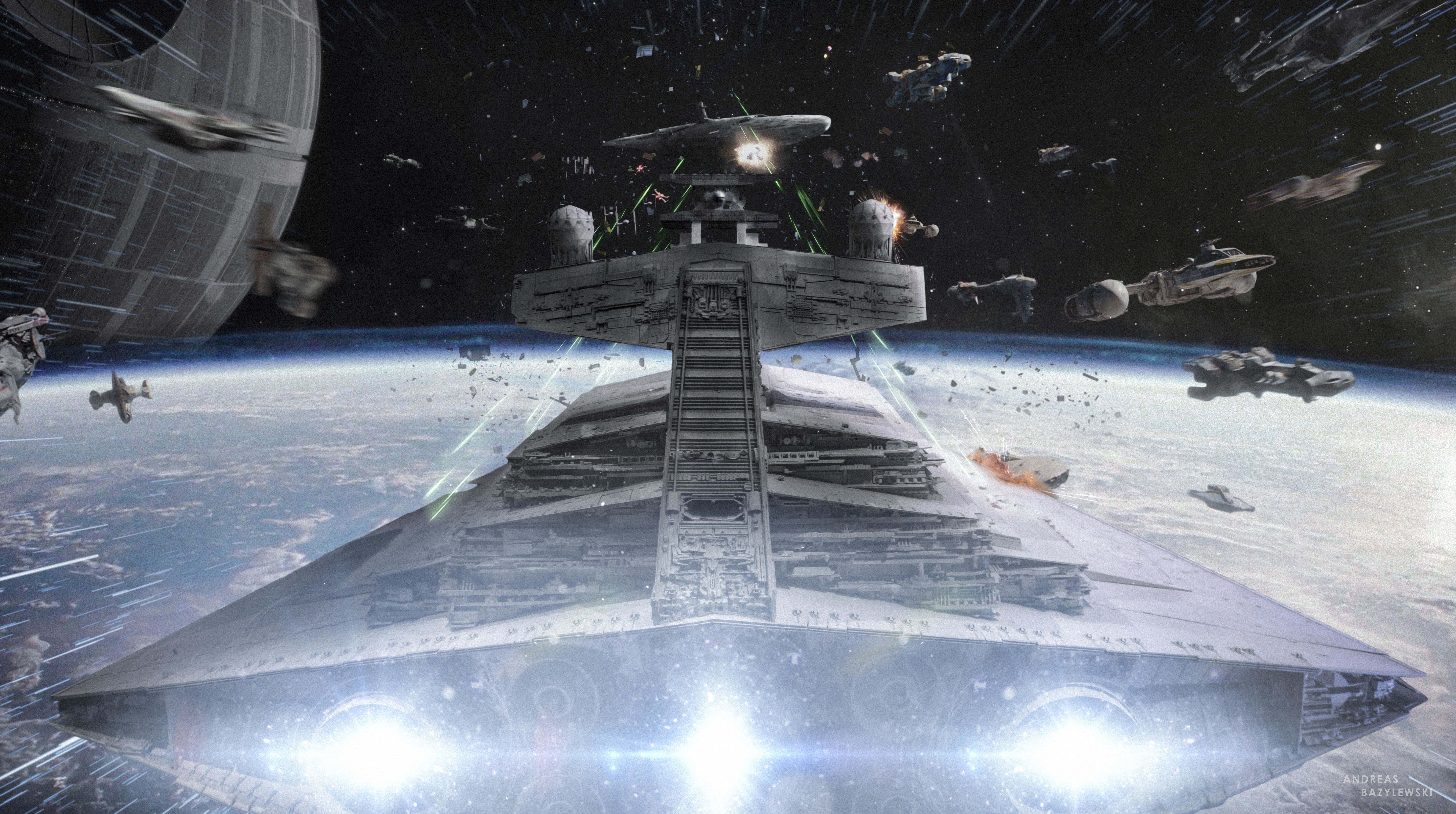 Out of Hyperspace, Star Wars war of spaceships digital wallpaper #Movies Star Wars #firstorder #fleet. Star wars wallpaper, Artist wallpaper, Star wars artwork