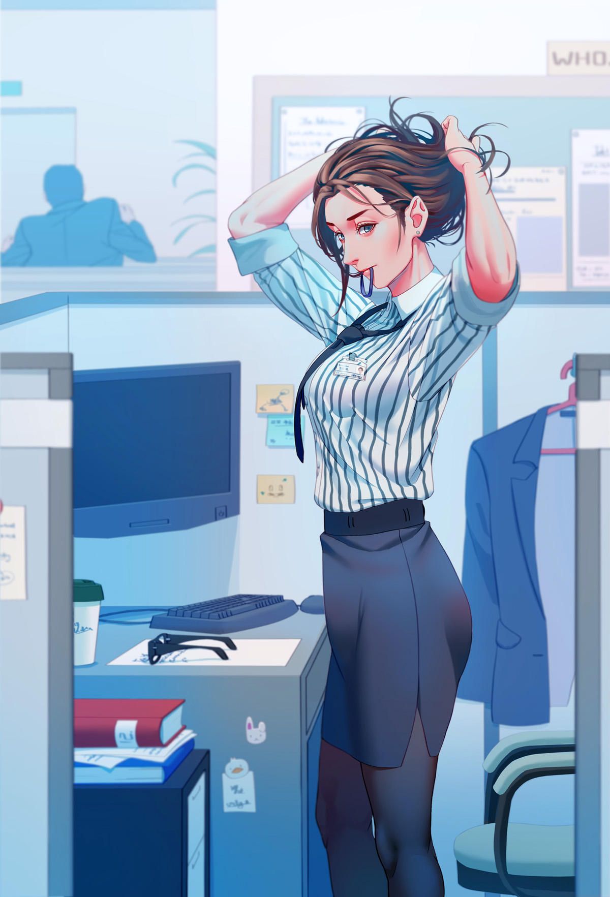 Wallpaper, anime girls, office girl, office uniform 1200x1765