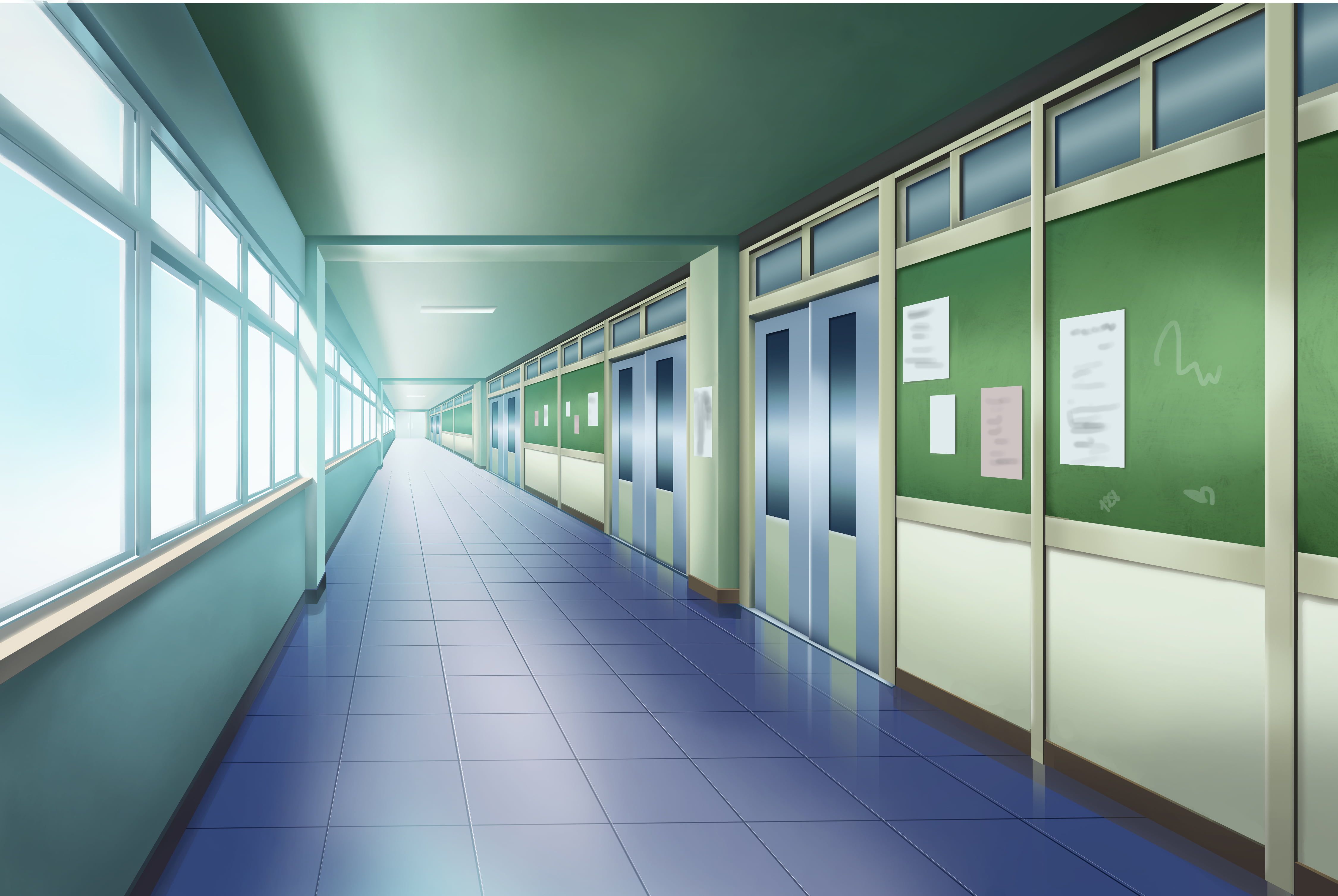 Anime #Original #Hallway #School K #wallpaper #hdwallpaper #desktop. Anime background, Anime school building, Anime school building background