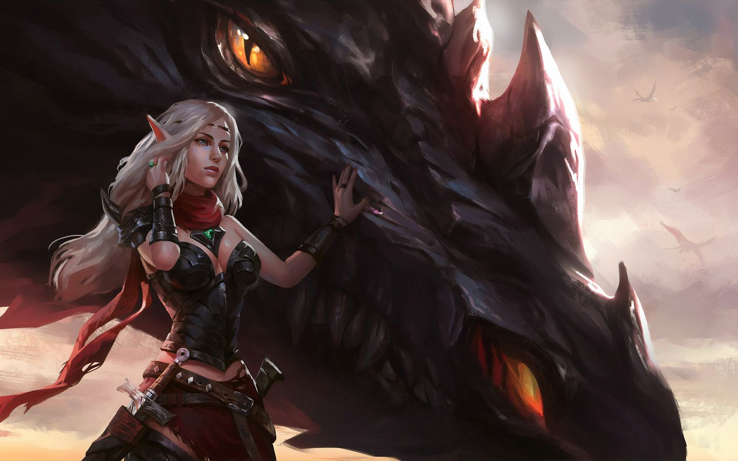 Warrior Girl With Dragon 1440x900 Resolution HD 4k Wallpaper, Image, Background, Photo and Picture