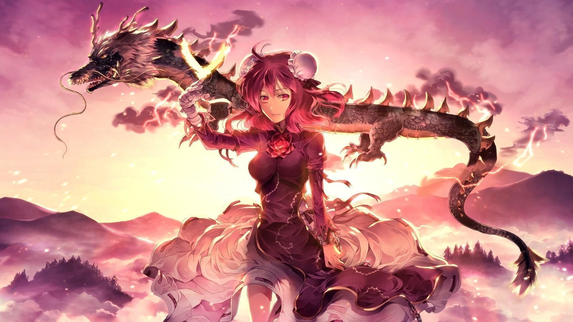 Desktop wallpaper kasen ibaraki and dragon, anime girl, artwork, HD image, picture, background, 53627c