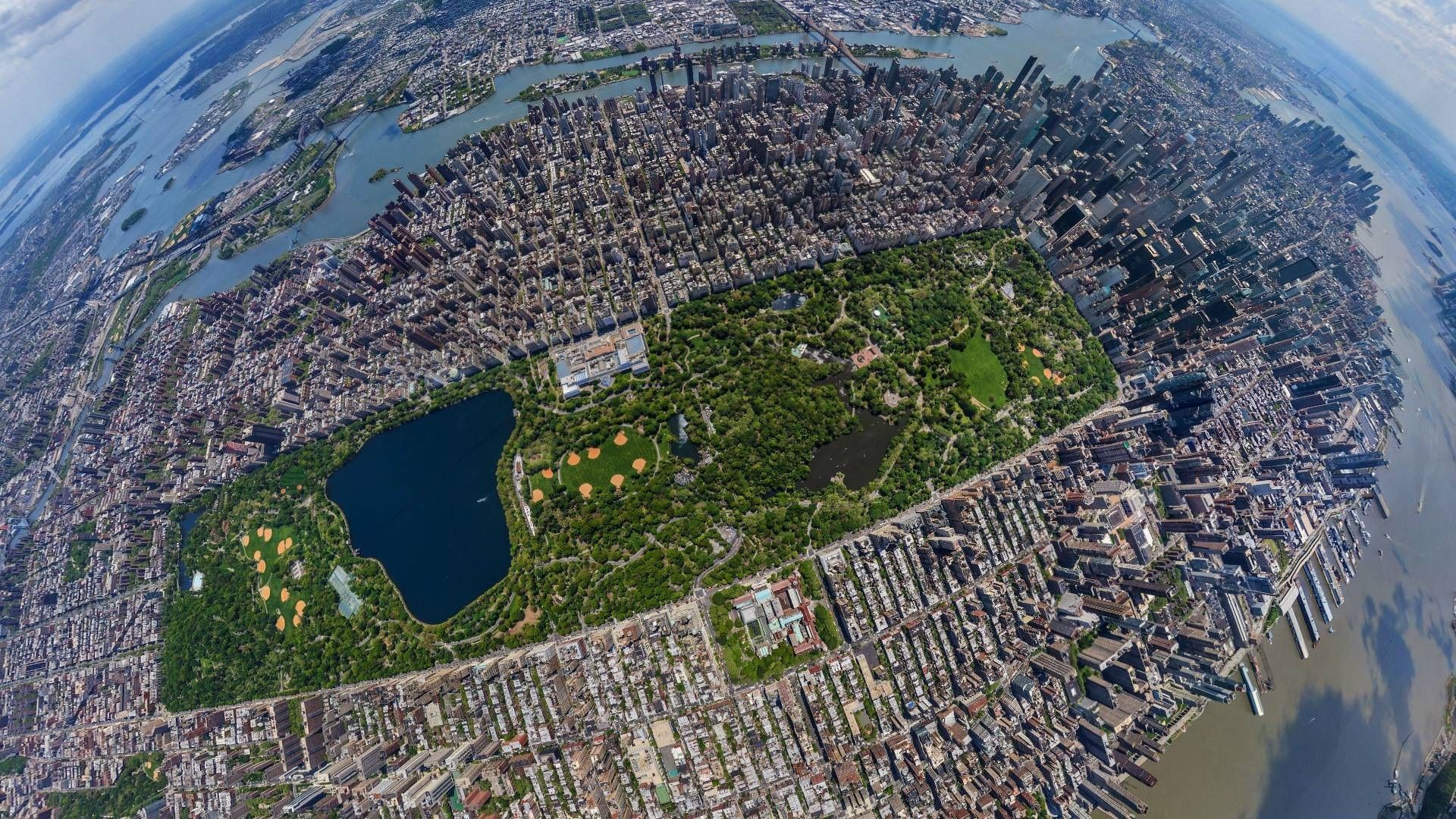 Wallpaper Central Park, skyscrapers, top view, New York, USA 1920x1080 Full HD 2K Picture, Image