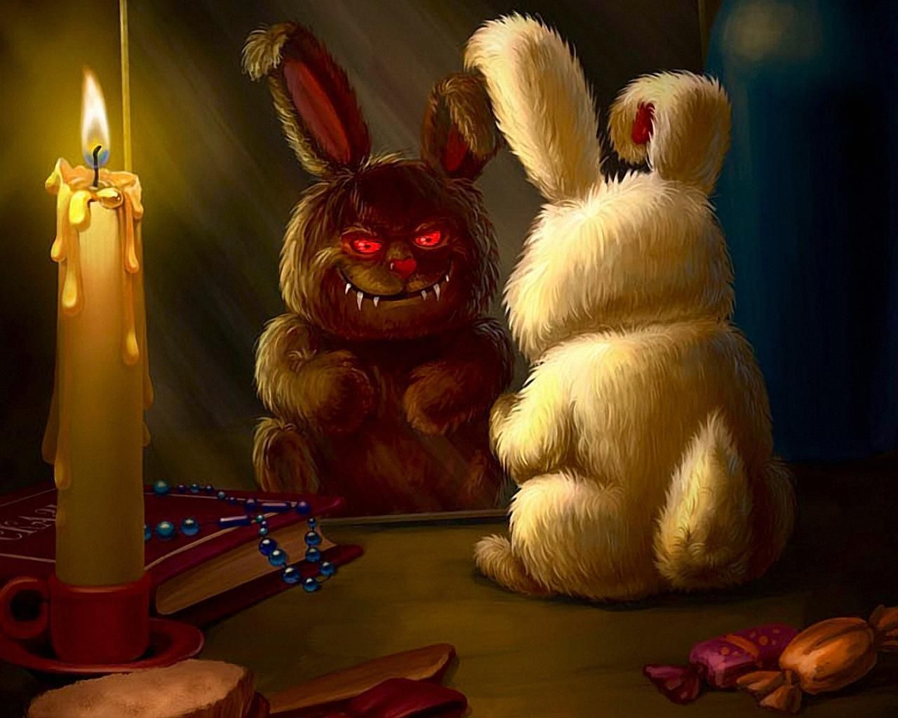 Dark scary. Evil bunny, Evil art, Funny wallpaper