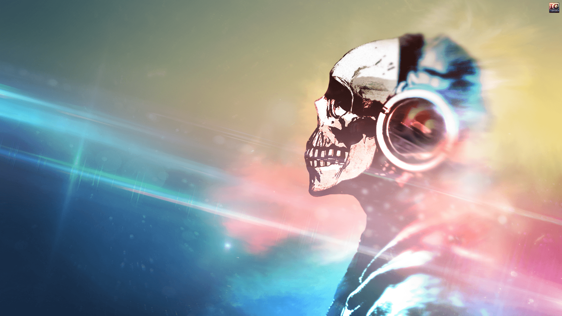 Skull with Headphones Wallpaper Free Skull with Headphones Background