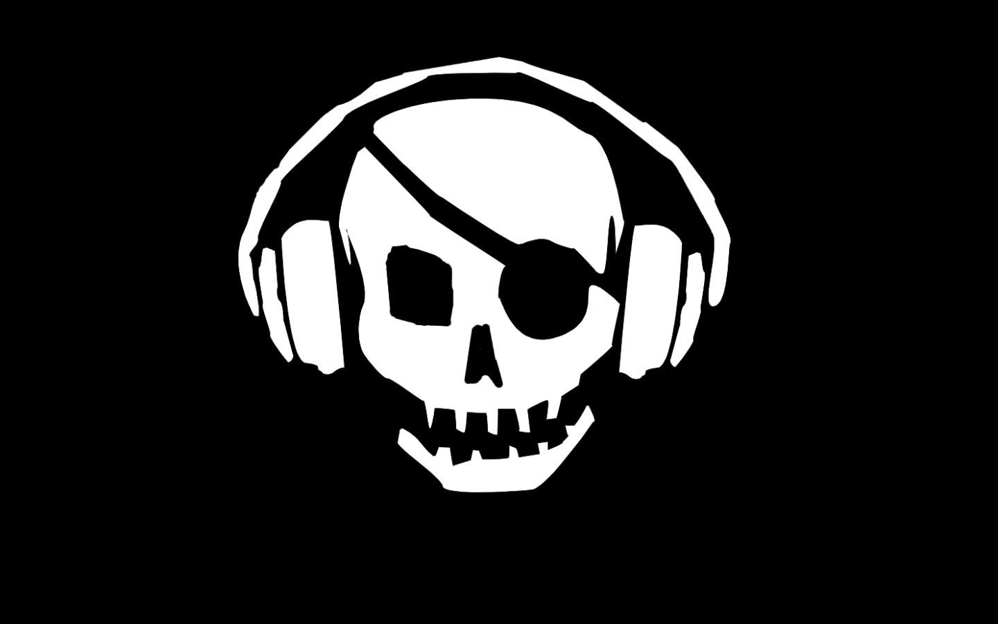 headphones skulls music pirate black background 1440x900 wallpaper