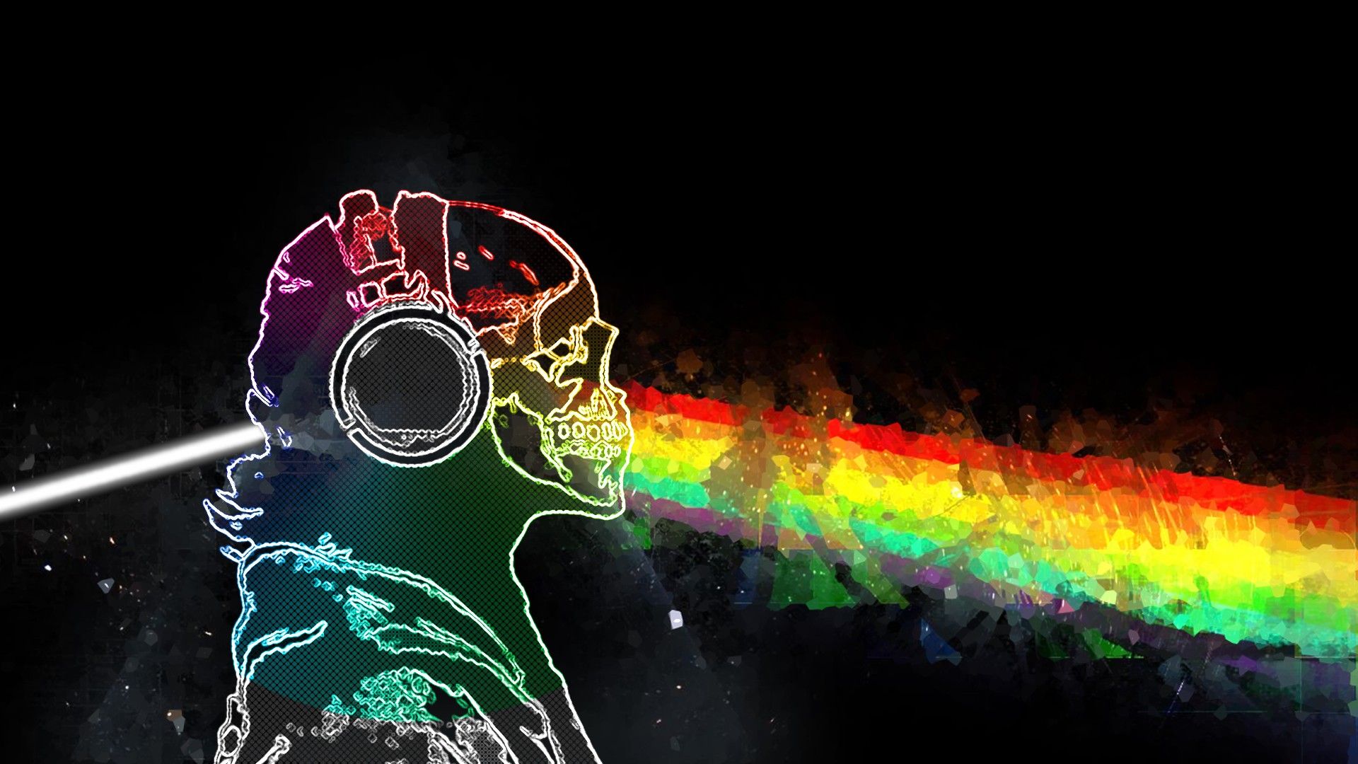 #Prisma, #rainbows, #Pink Floyd, #music, #skull and bones, wallpaper. Mocah HD Wallpaper