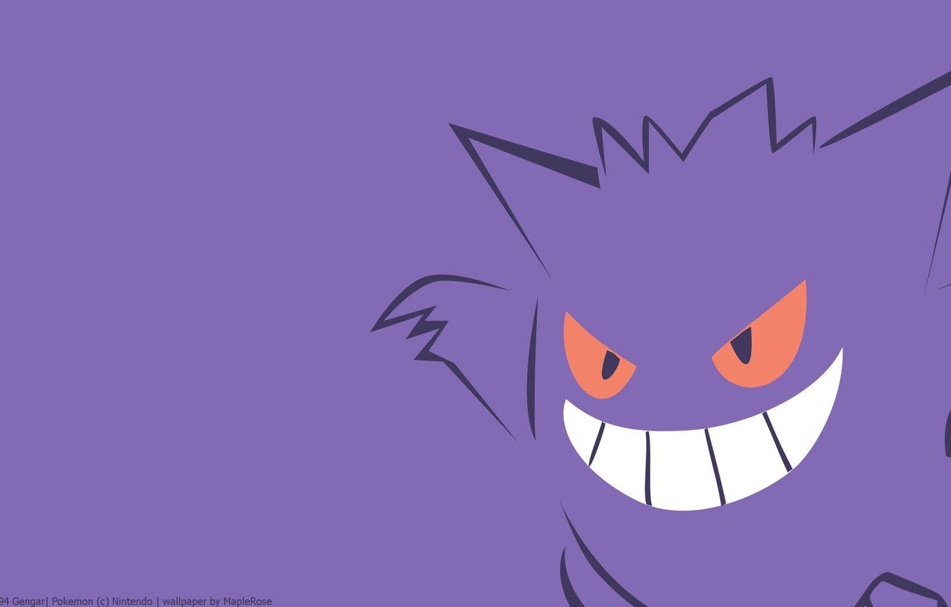 Wallpaper purple, eyes, smile, mouth, eyes, smile, poison, pokemon, pokemon, violet, Ghost, smile, poisonous, mouth, Gengar, Gengar image for desktop, section минимализм