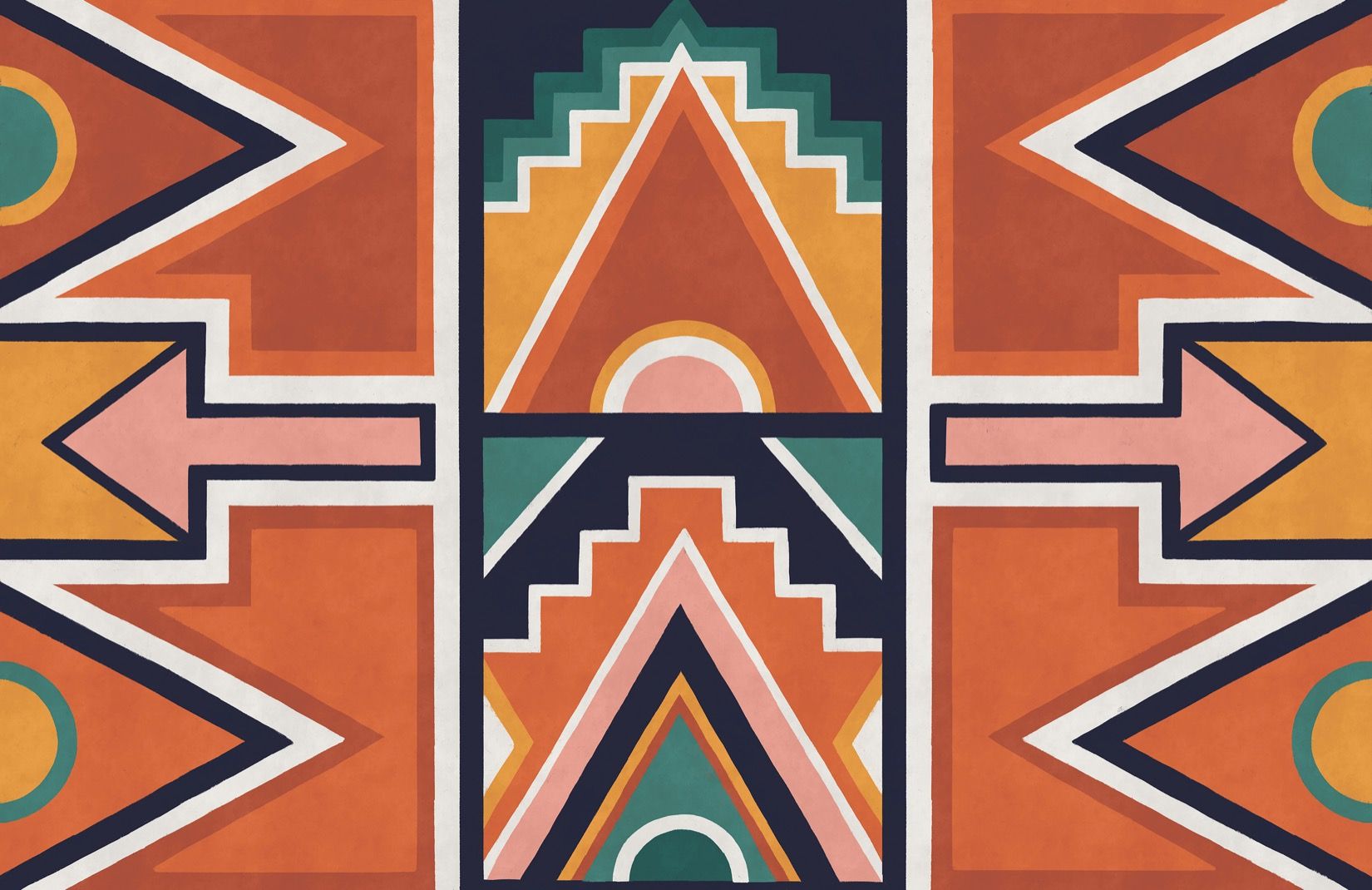 Orange & Blue Ndebele African Print Wallpaper Mural