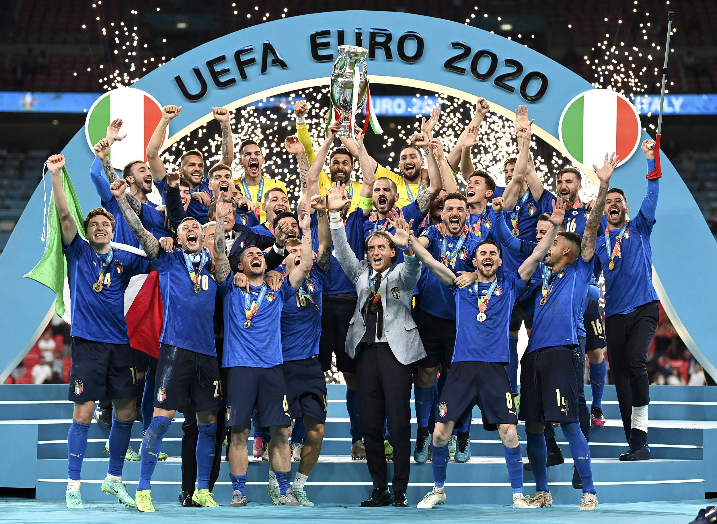 Completo Italia Portiere Calcio Europei 2021, Maglia E Pantaloncini, Nome E Numero Personalizzabili Gratis, Blu