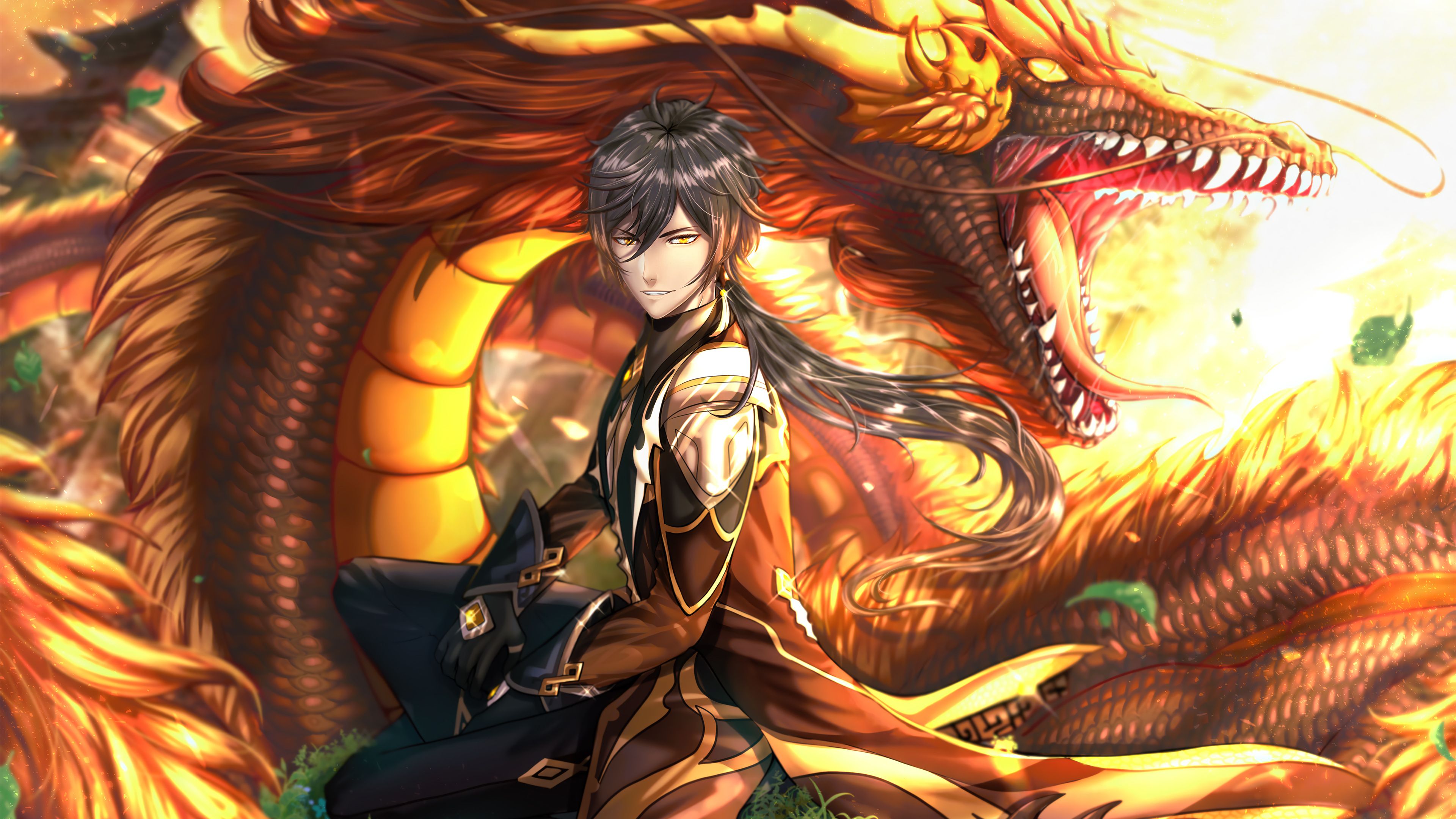Zhongli Dragon from Genshin Impact Wallpaper 4k for Desktop