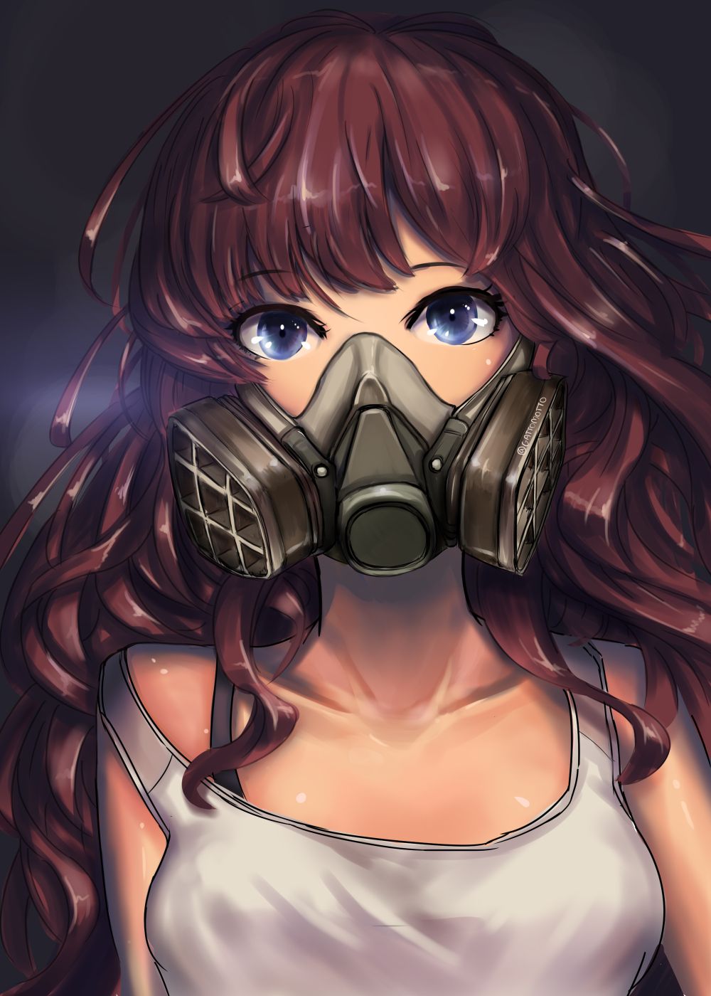 Download Digital Anime Girl With Gas Mask Wallpaper | Wallpapers.com