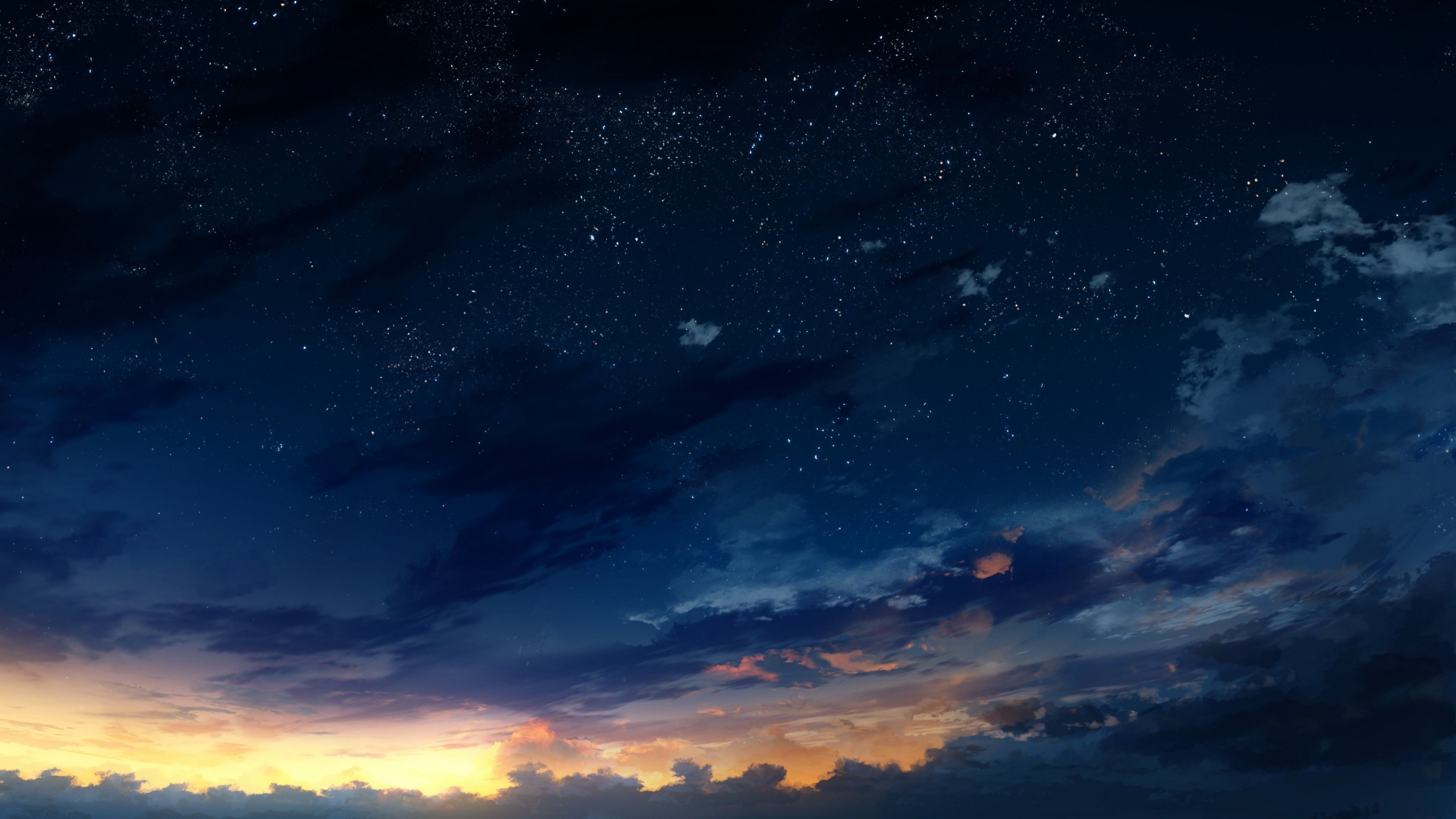 Download 3840x2160 Anime Landscape, Sunset, Clouds, Sky, Night Wallpaper for UHD TV