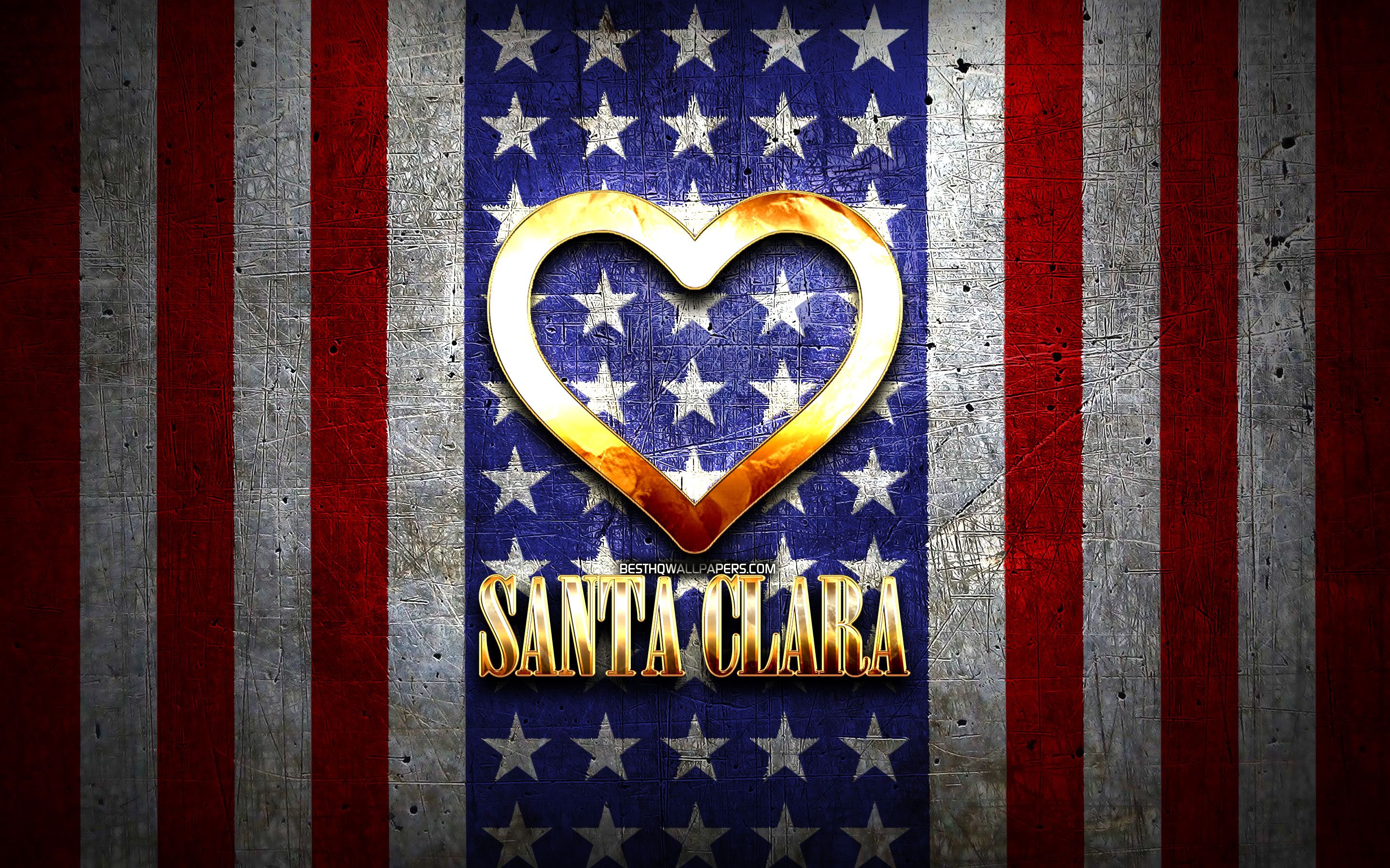 Download wallpaper I Love Santa Clara, american cities, golden inscription, USA, golden heart, american flag, Santa Clara, favorite cities, Love Santa Clara for desktop with resolution 2880x1800. High Quality HD picture wallpaper