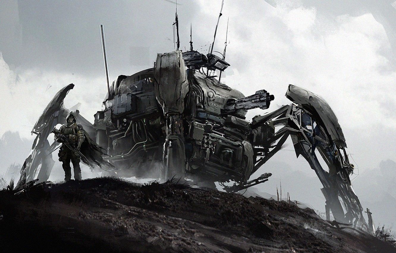 Wallpaper robot, spider, art, mercenary, mech image for desktop, section фантастика