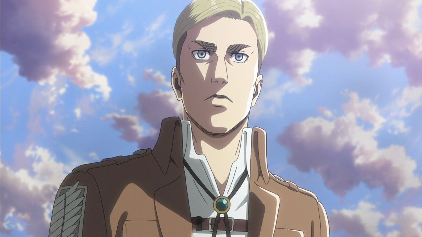 Attack On Titan Erwin Smith With Background Of Blue Sky And Clouds HD Anime Wallpaper