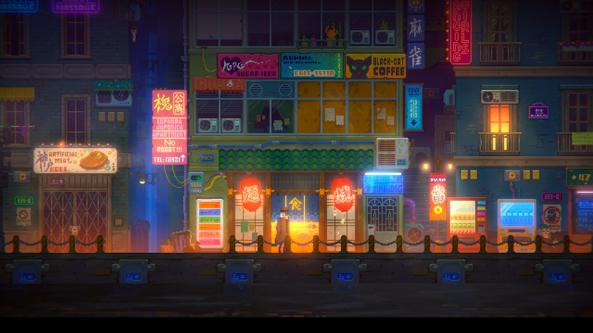 Tales of the Neon Sea by Zodiac Interactive. Pixel art background, Pixel art, Cyberpunk landscape
