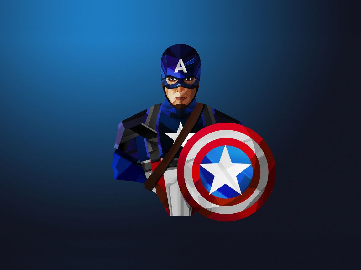 Download Captain America, superhero, low poly wallpaper, 1152x Standard 4: Fullscreen