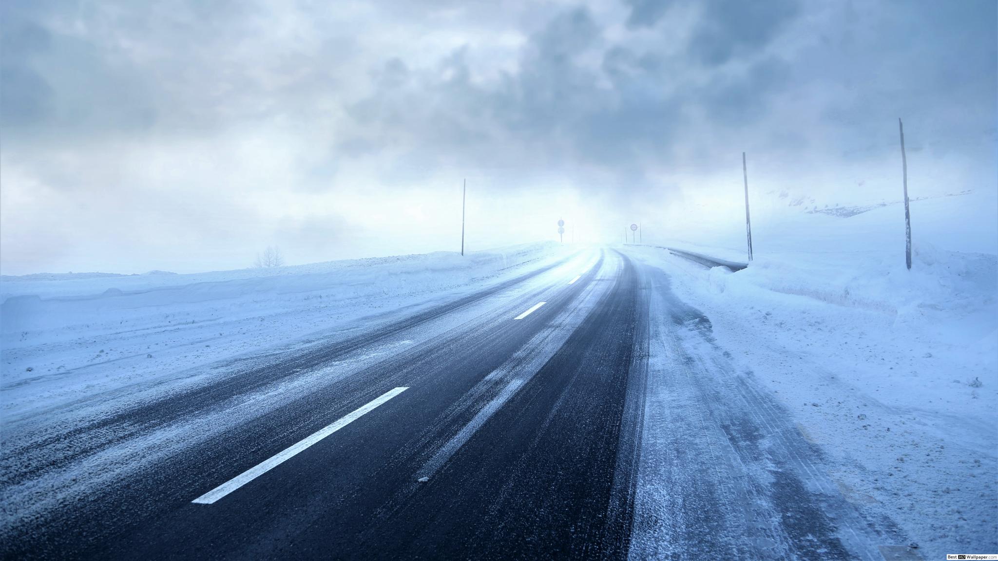Winter Road in Storm HD wallpaper download