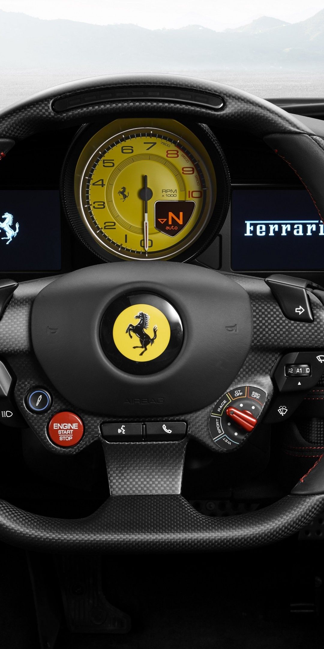 Download 1080x2160 Ferrari F8 Tributo, Interior, Supercars Wallpaper for Huawei Mate 10