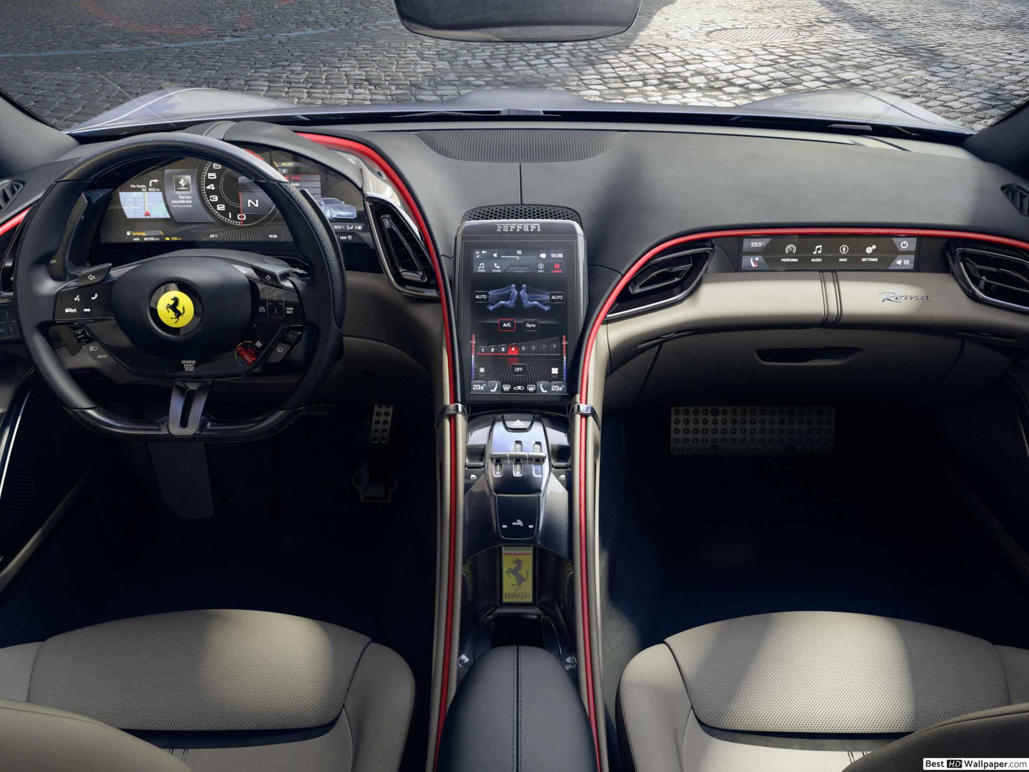 Ferrari Roma F169' Luxury Car Interior HD wallpaper download