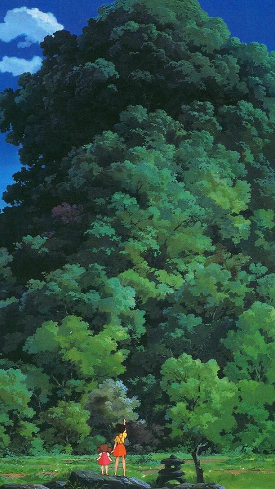 Studio Ghibli Tree Green Art Illustration Love Anime iPhone 6 Wallpaper Download. iPhone Wallpaper, iPad wallp. Ghibli artwork, Studio ghibli art, Studio ghibli