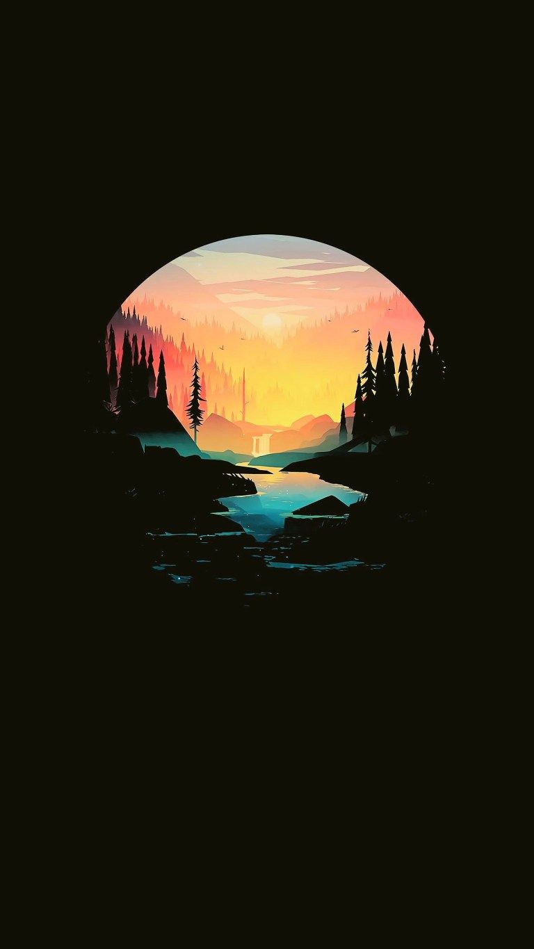 Nature Minimalist Wallpaper for Black Phone Screen