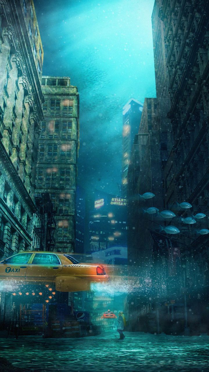 Underwater, city, town, buildings wallpaper. Underwater city, Underwater wallpaper, Underwater