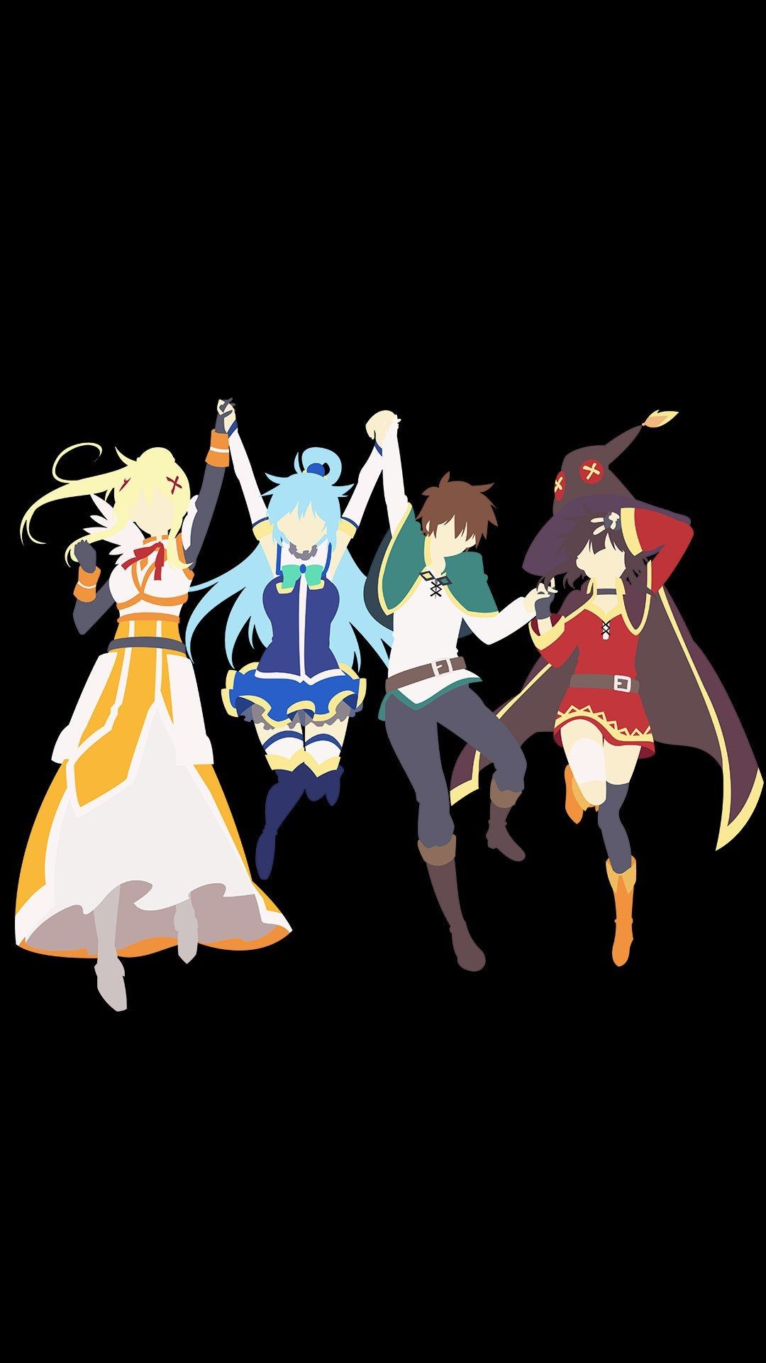 Minimalistic AMOLED Phone Wallpaper (KonoSuba, Re:Zero, Log Horizon, Grimgar): anime