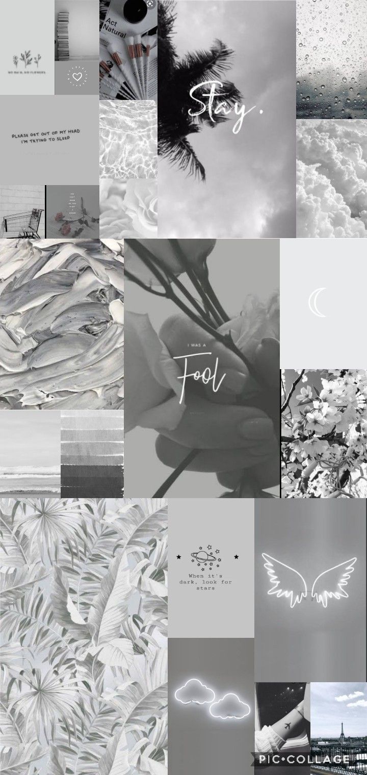 pastel grey collage ♡. Ilustrasi