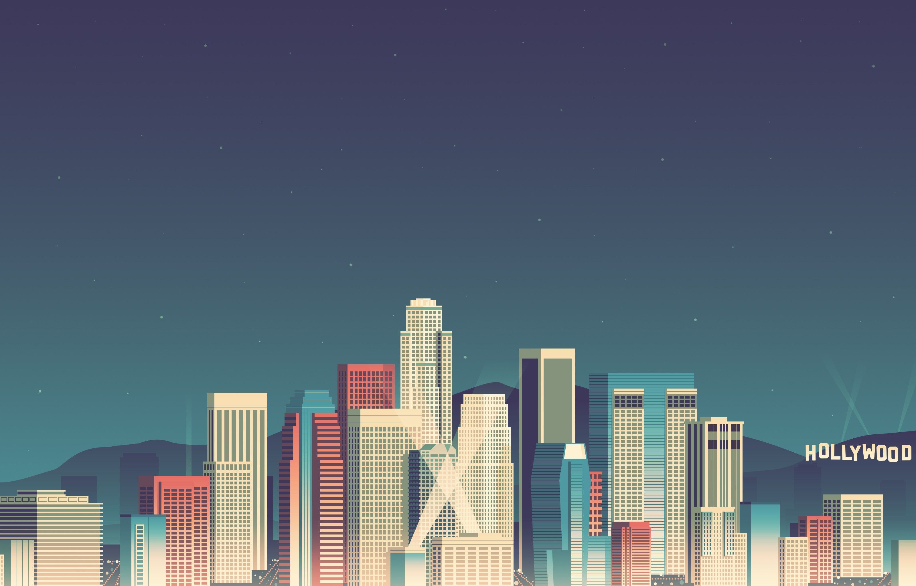 Los Angeles Pixel Art HD Wallpaper