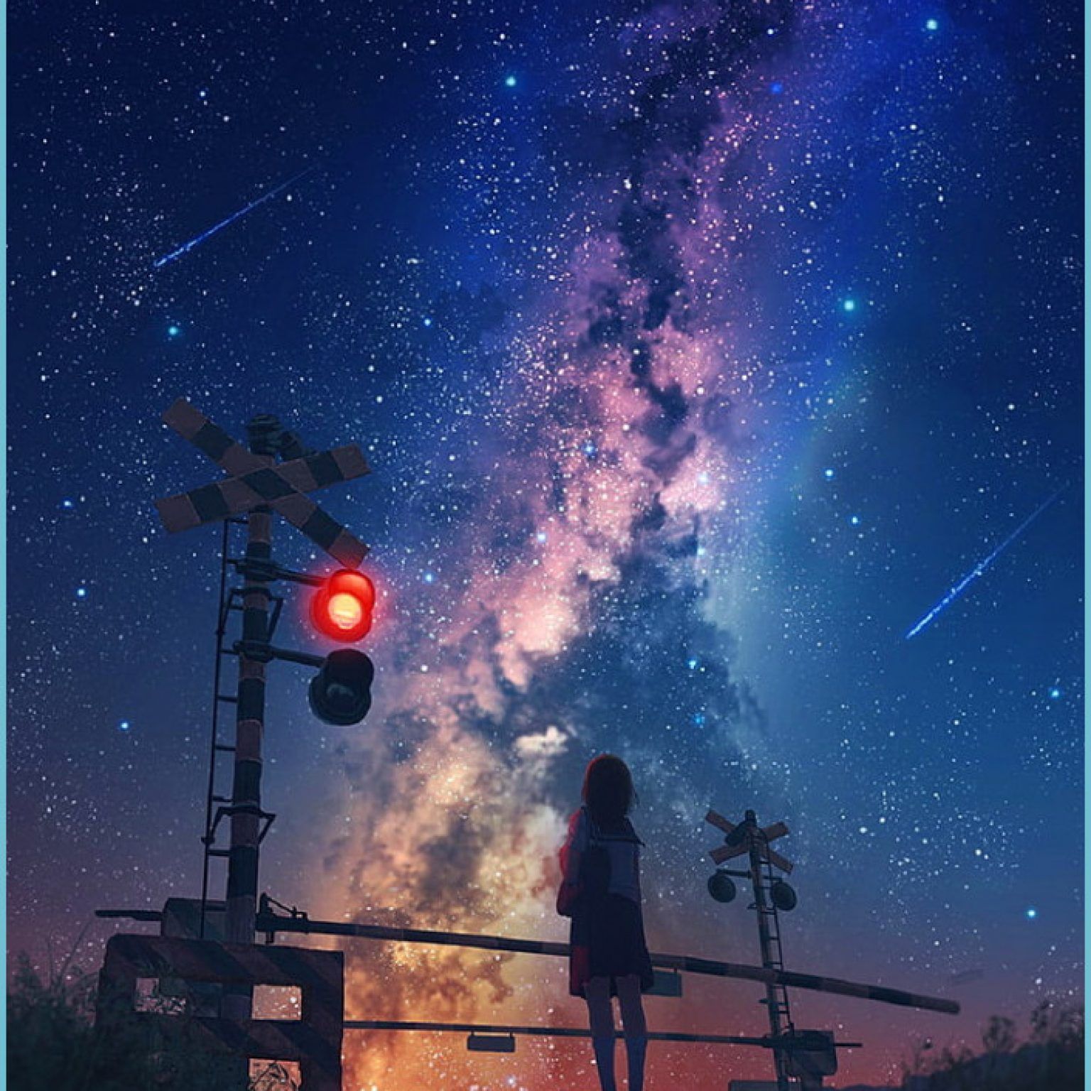 HD Wallpaper: Starry Sky, Anime, Galaxy, Stars, Shooting Stars Starry Sky Wallpaper