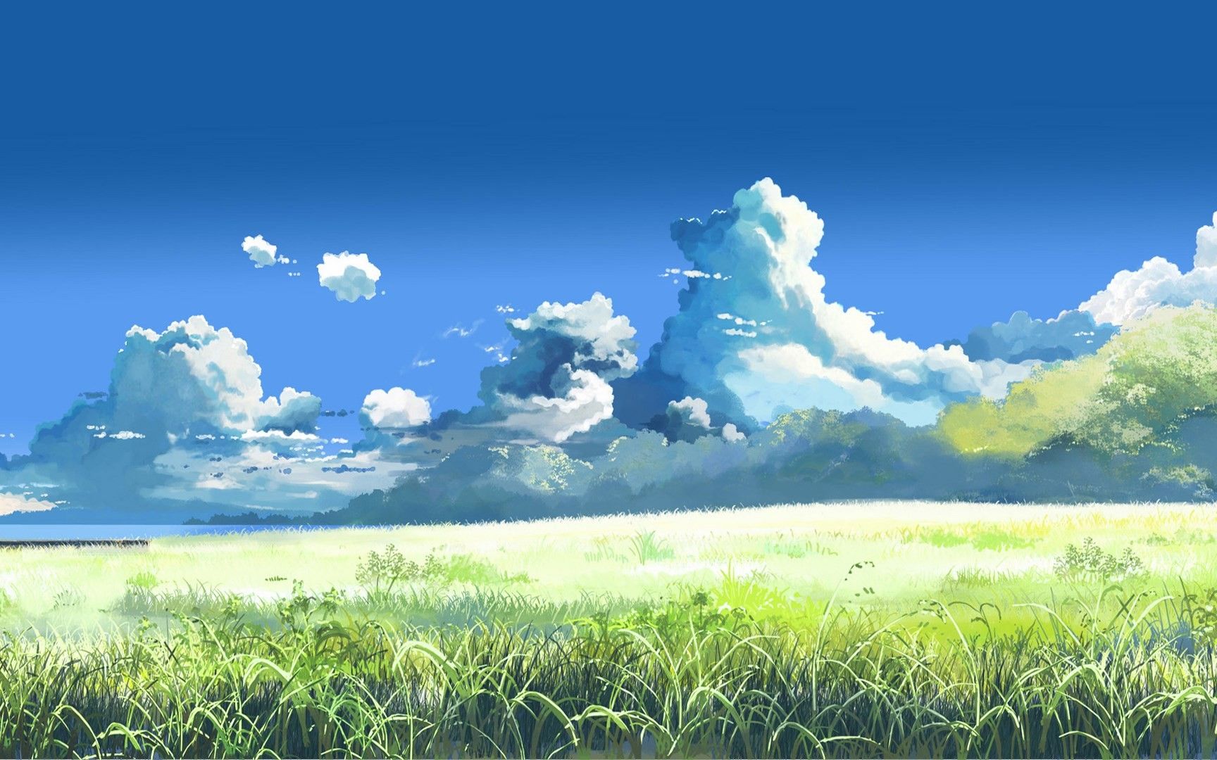#lake, #forest, #artwork, #clouds, #grass, #landscape, #anime, #nature wallpaper. Mocah HD Wallpaper