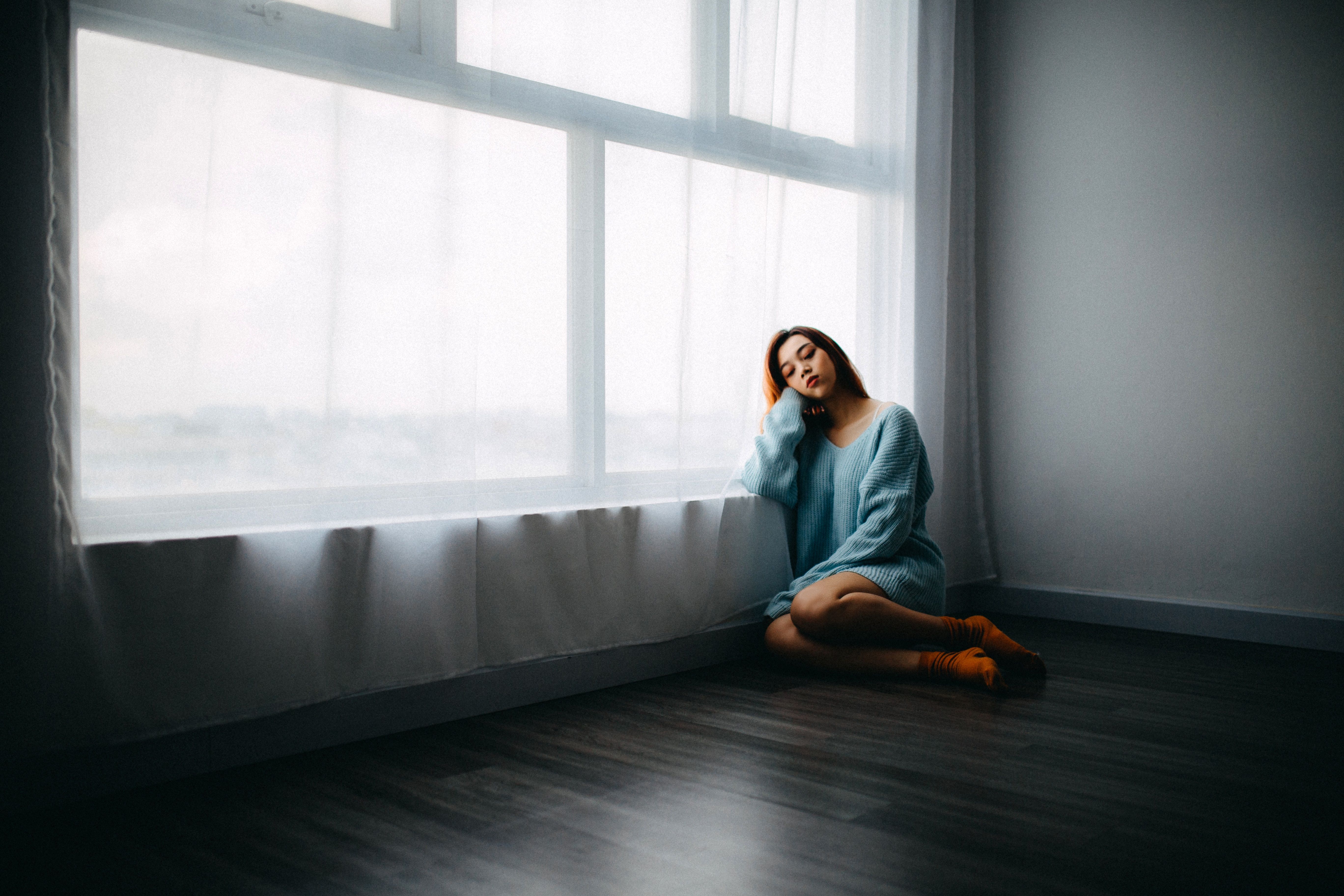 5472x3648 #emotion, #person, #empty, #girl, #sad, #female, #solitude, #room, #sitting, #portrait, #think, #woman, #alone, #Public domain image, #sadness, #dreamer, #young, #thinking, #lonely, #inaroom, #window. Mocah HD Wallpaper